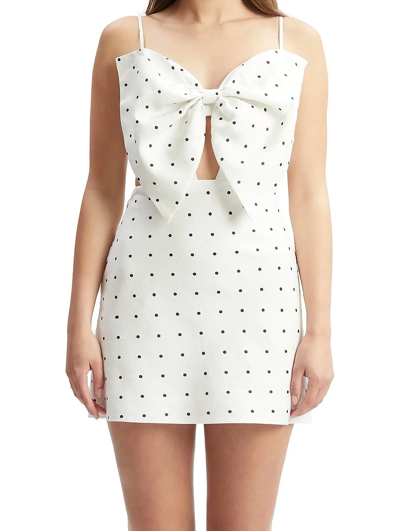 Bardot - VIEDA LINEN BOW MINI DRESS - konfirmation - white black spot - 4