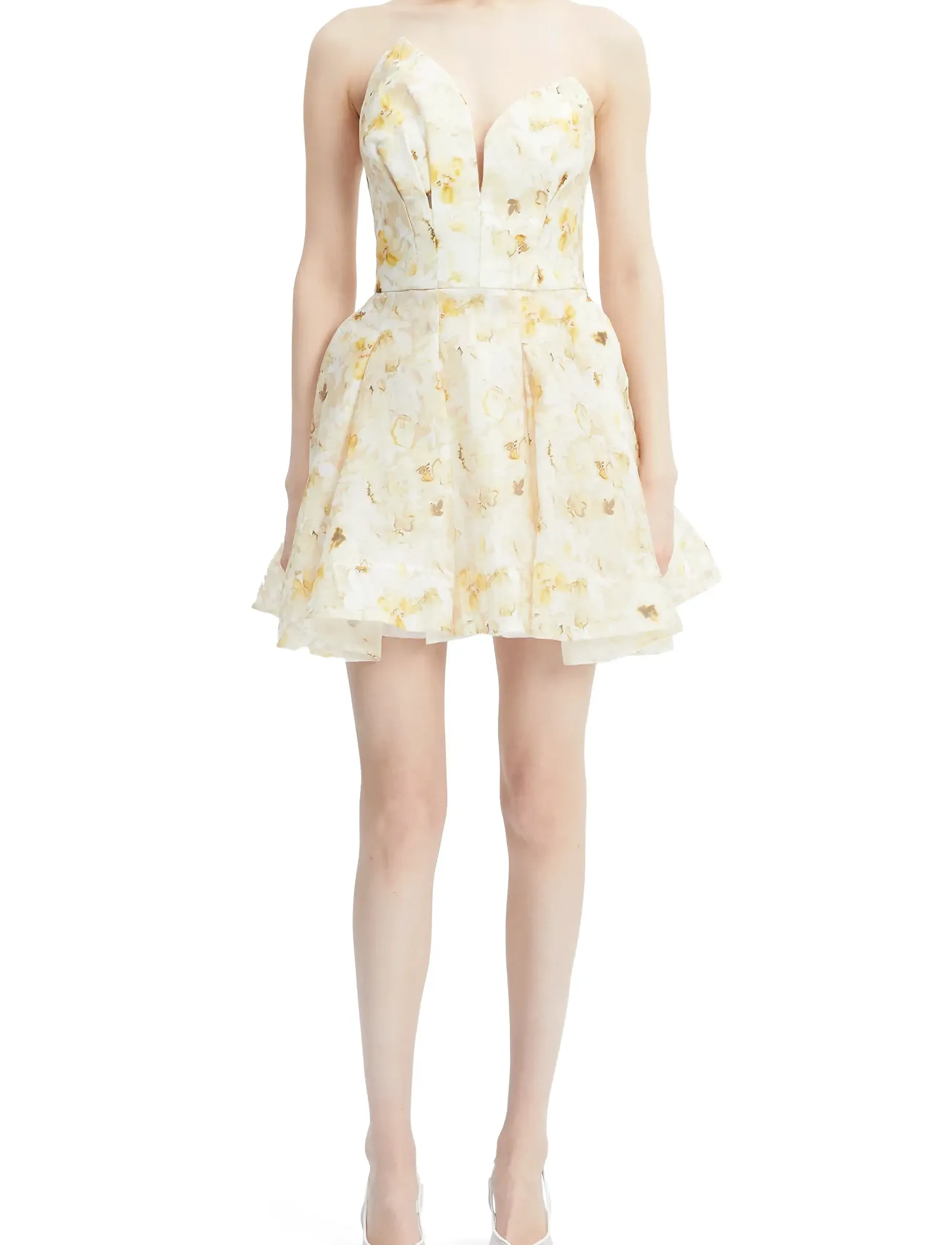 Bardot Abrielle Printed Mini Dress, 36, Yellow, Kjoler > Kort Kjole, Dame