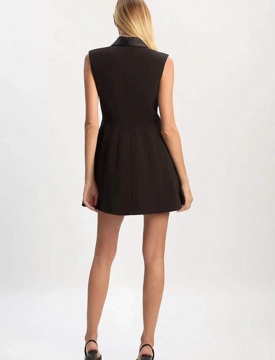 Bardot - DESTENE SATIN LAPEL MINI DRESS - partykleider - black - 3