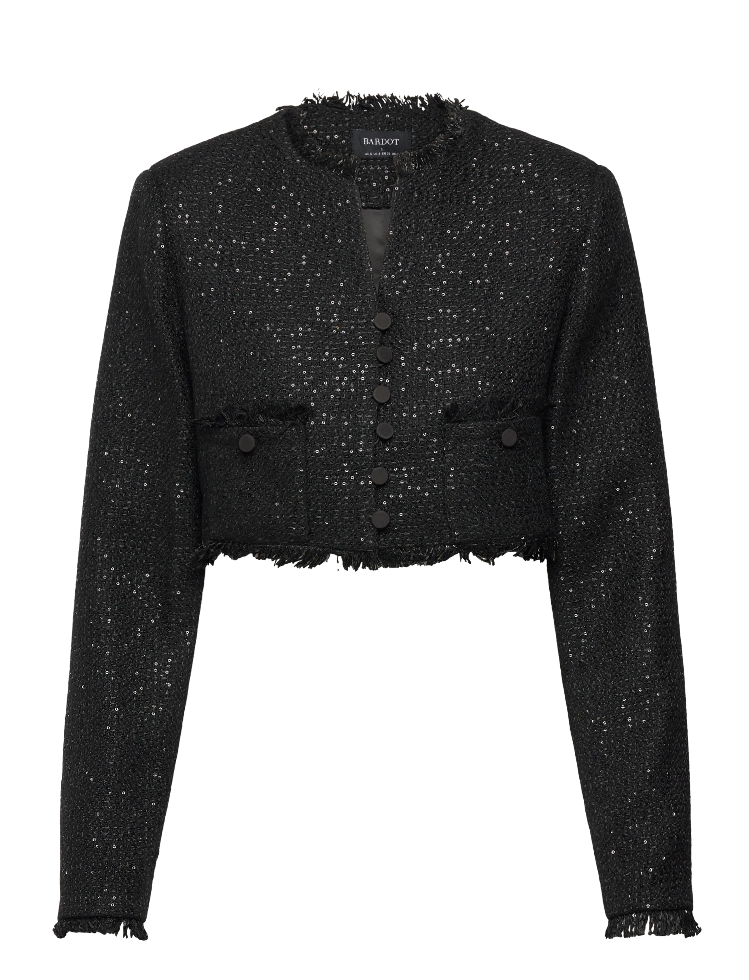 BARDOT Karoline Boucle Cropped Jacke Schwarz - 38 - Damen