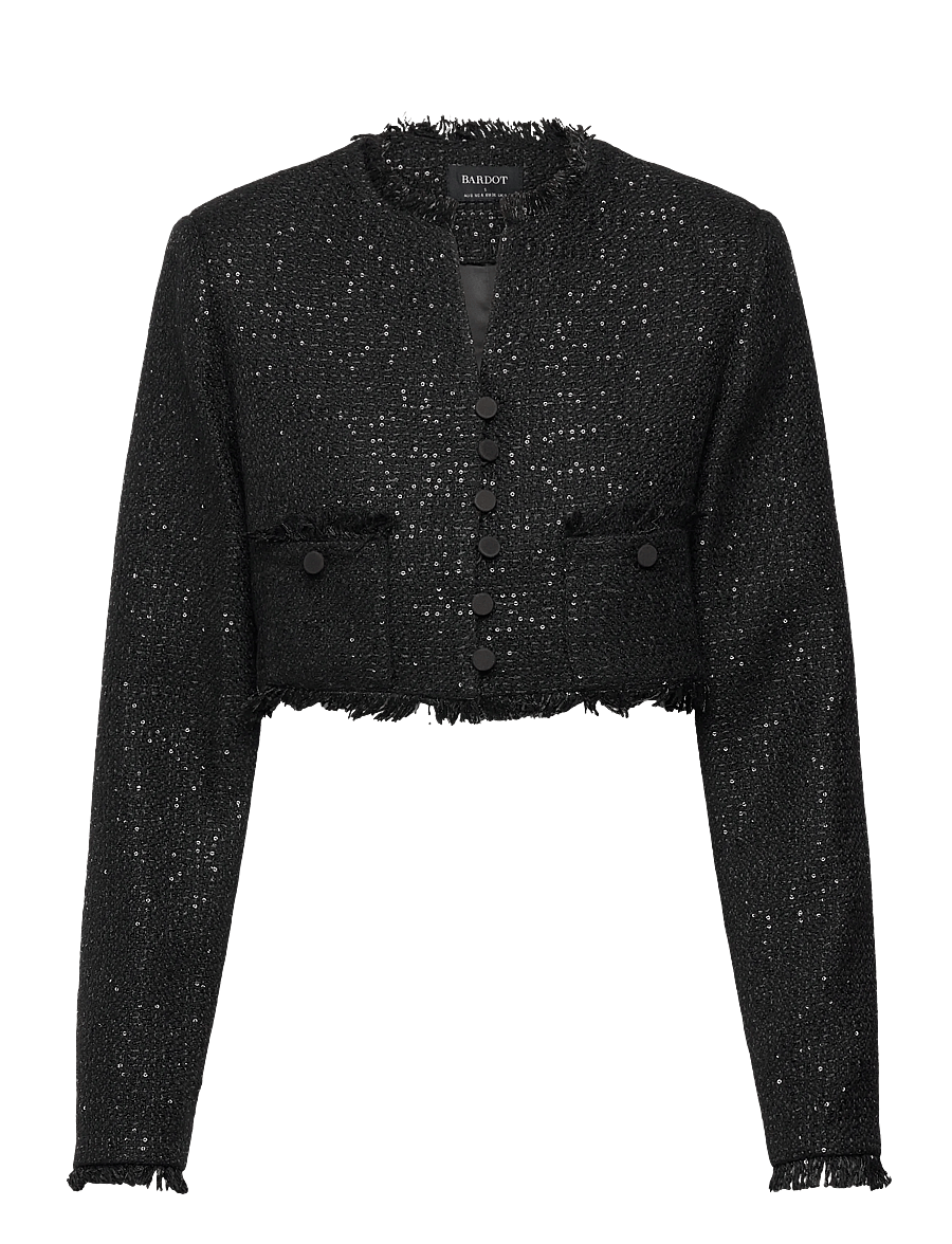Bardot - KAROLINE BOUCLE CROPPED JACKET - bouclé - black - 1