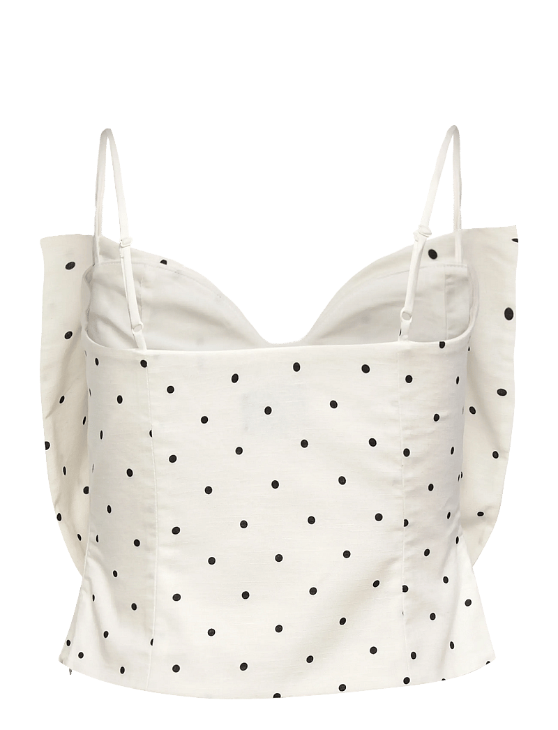 Bardot - VIEDA LINEN BOW FRONT TOP - white black spot - 2