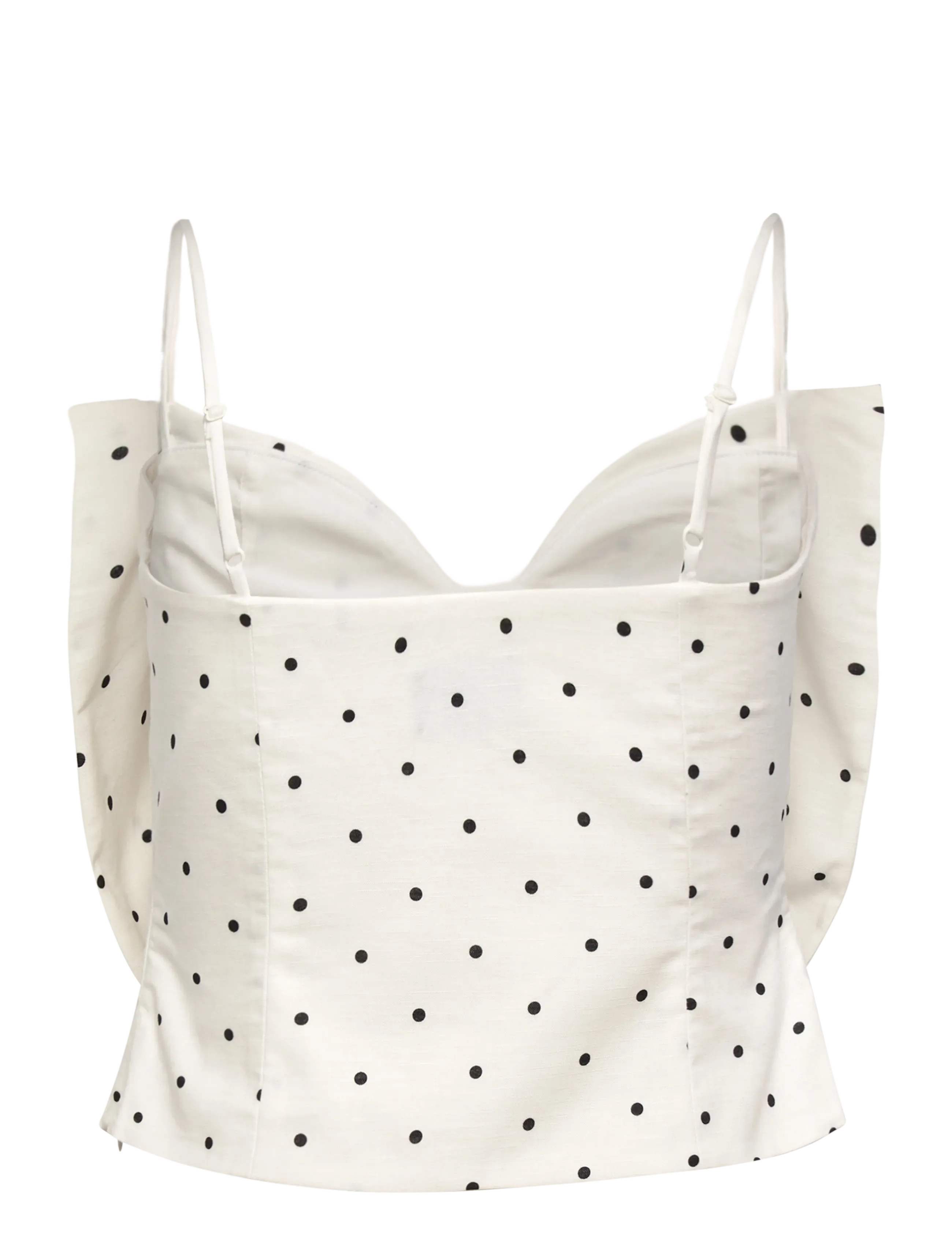 Bardot - VIEDA LINEN BOW FRONT TOP - white black spot - 2