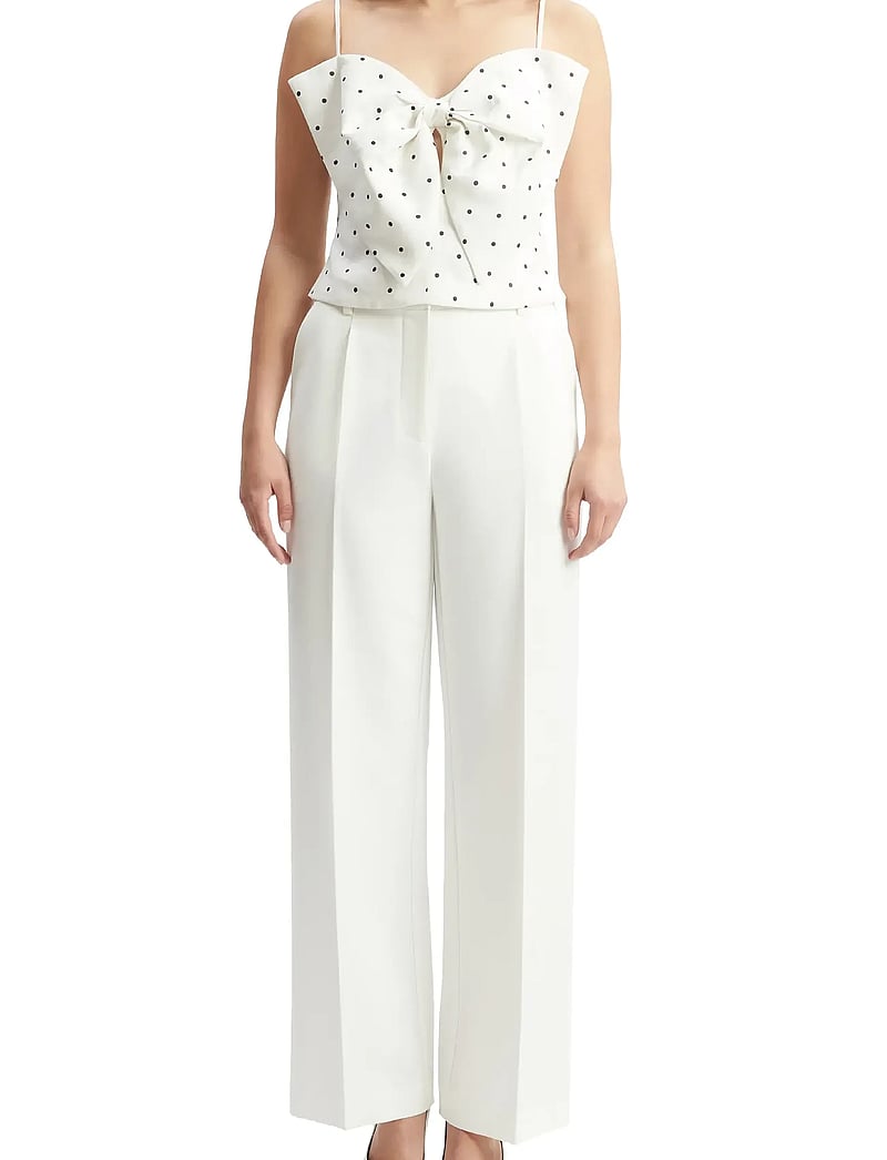 Bardot - VIEDA LINEN BOW FRONT TOP - white black spot - 0