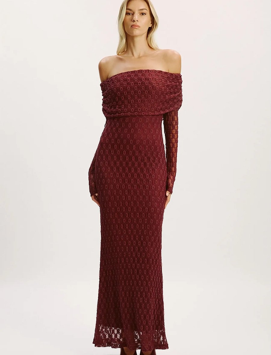 Bardot - ADONI OFF SHOULDER MAXI DRESS - evening dresses - deep plum - 0
