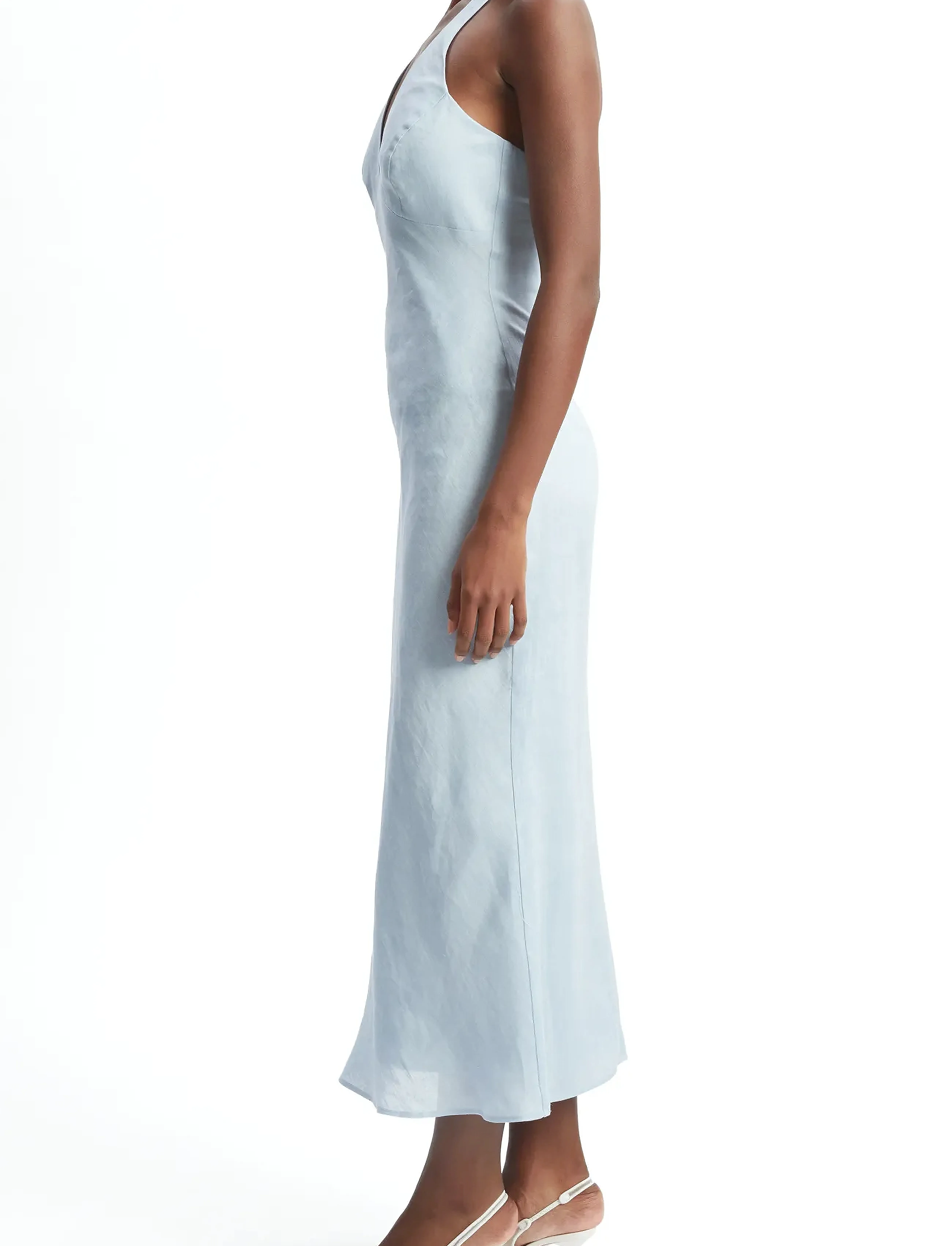 Bardot - PAOLA HALTER LINEN MIDI DRESS - soft blue - 3