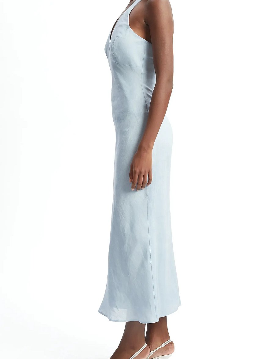 bardot halter midi dress Bardot Paola Halter Midi Dress in Soft Blue