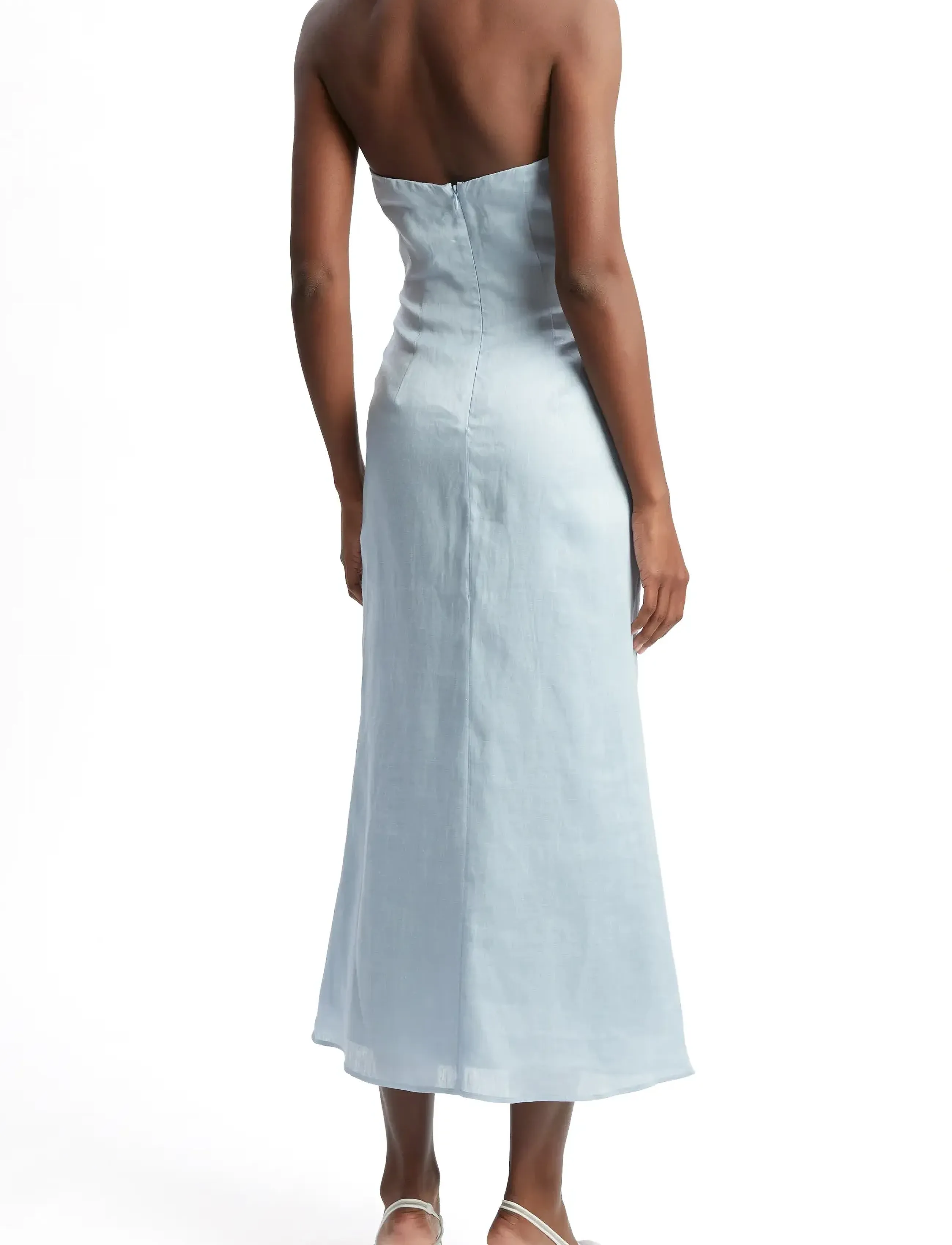 Bardot - PAOLA HALTER LINEN MIDI DRESS - soft blue - 4