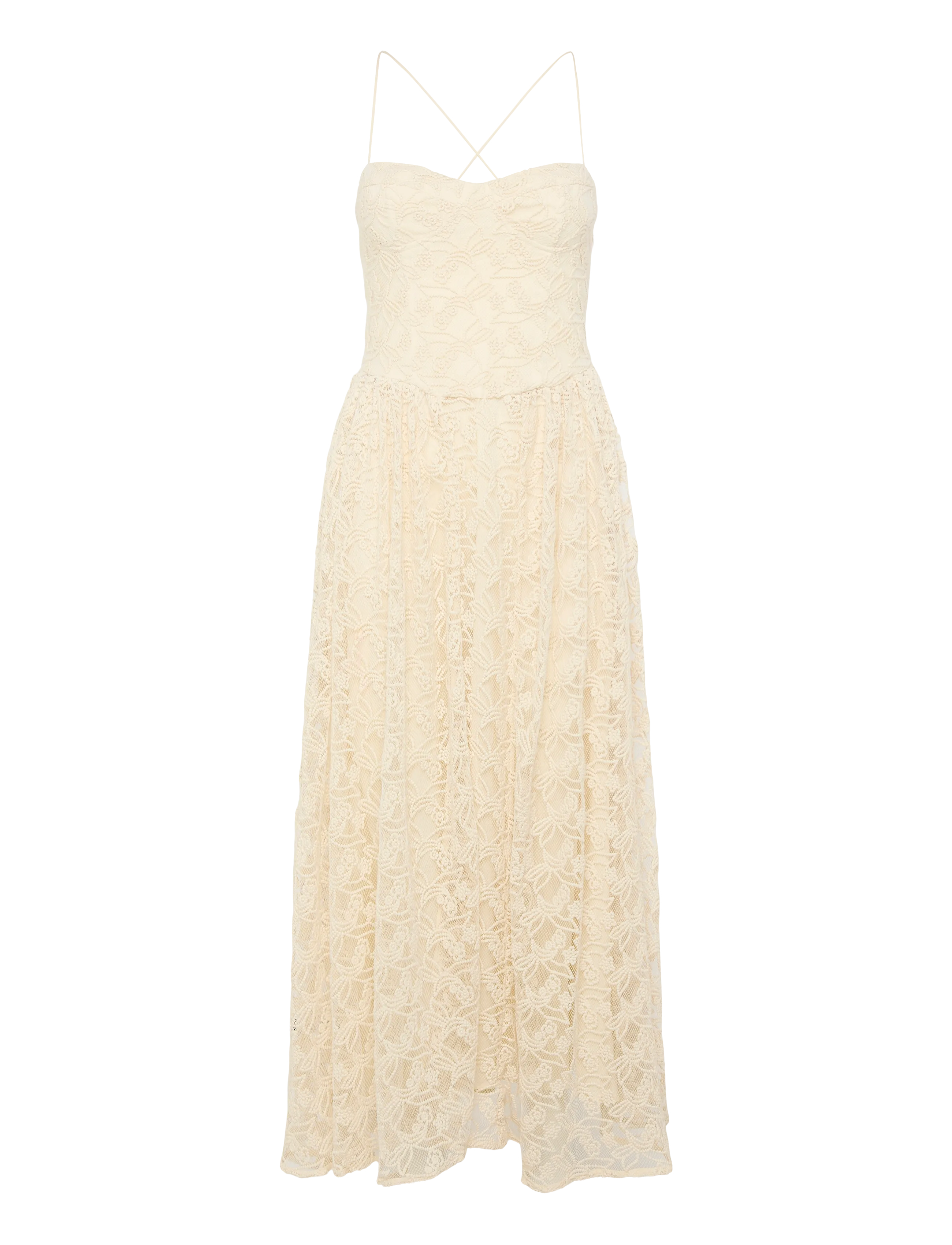BARDOT Estie Broderie Maxi Kleid Beige - M - Damen
