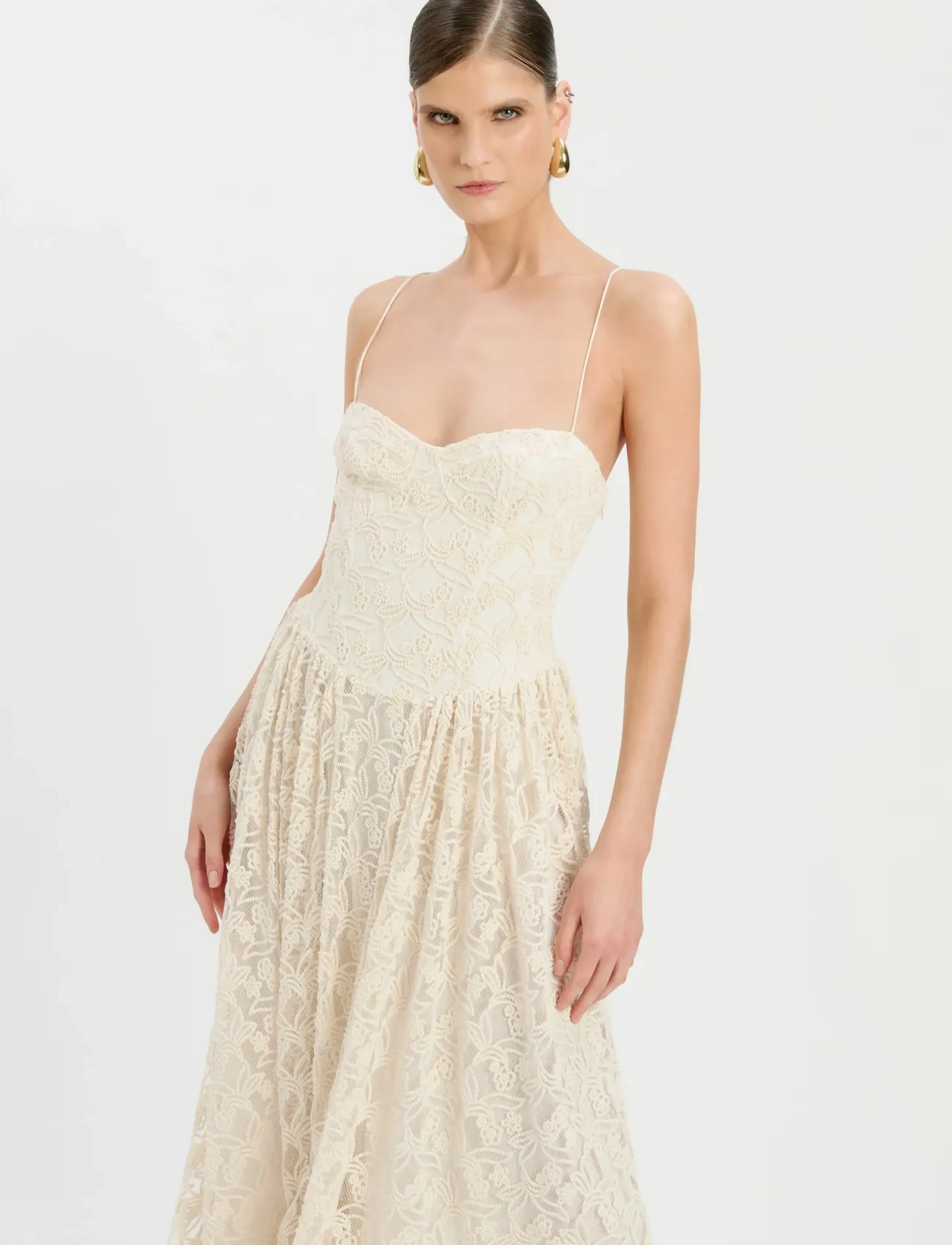 Bardot ESTIE BRODERIE MAXI DRESS - Festtøj - LT BEIGE / beige