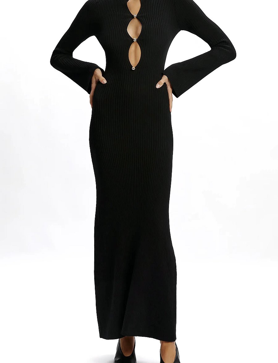 Bardot - NAUTICO KNIT MAXI DRESS - strickkleider - black - 0