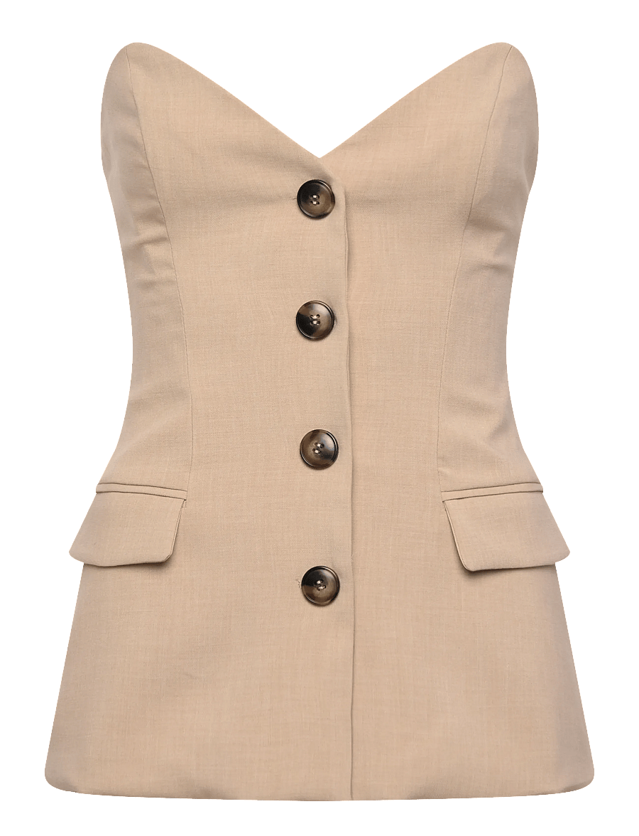 Bardot - KYLIAN BUTTON FRONT TOP - vesti - tan - 1