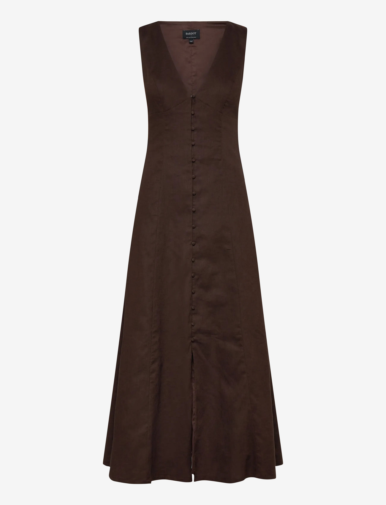 Bardot - CORDELIA LINEN MIDI DRESS - midikleider - chocolate - 1