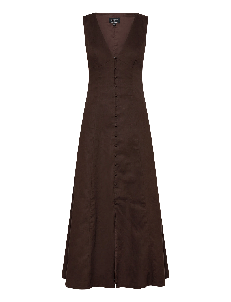 Bardot - CORDELIA LINEN MIDI DRESS - midikleider - chocolate - 1