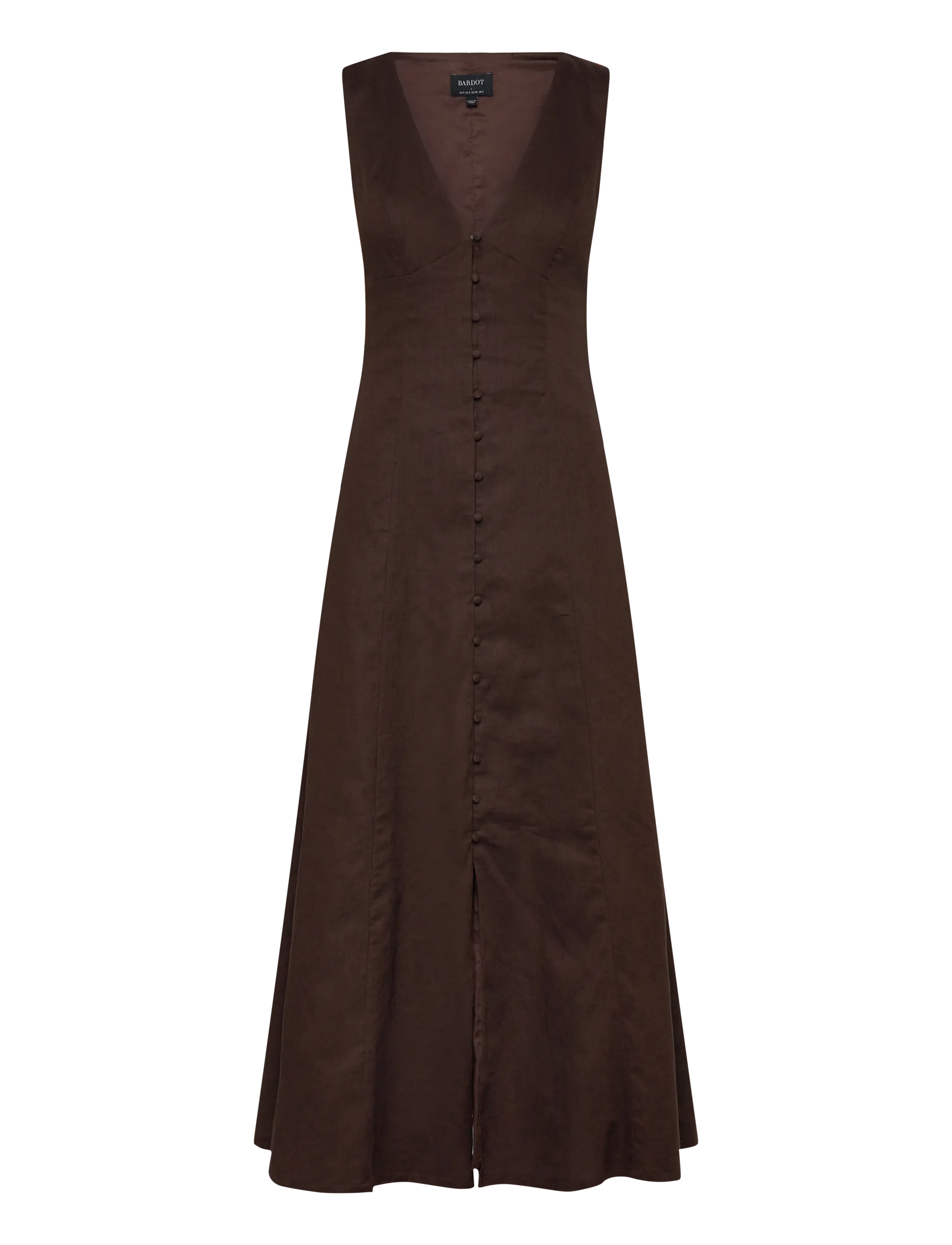 Bardot - CORDELIA LINEN MIDI DRESS - chocolate - 1