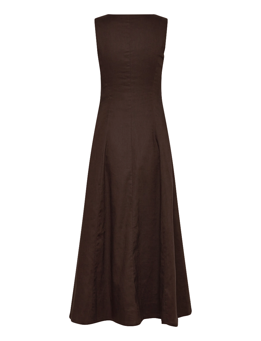Bardot - CORDELIA LINEN MIDI DRESS - chocolate - 2