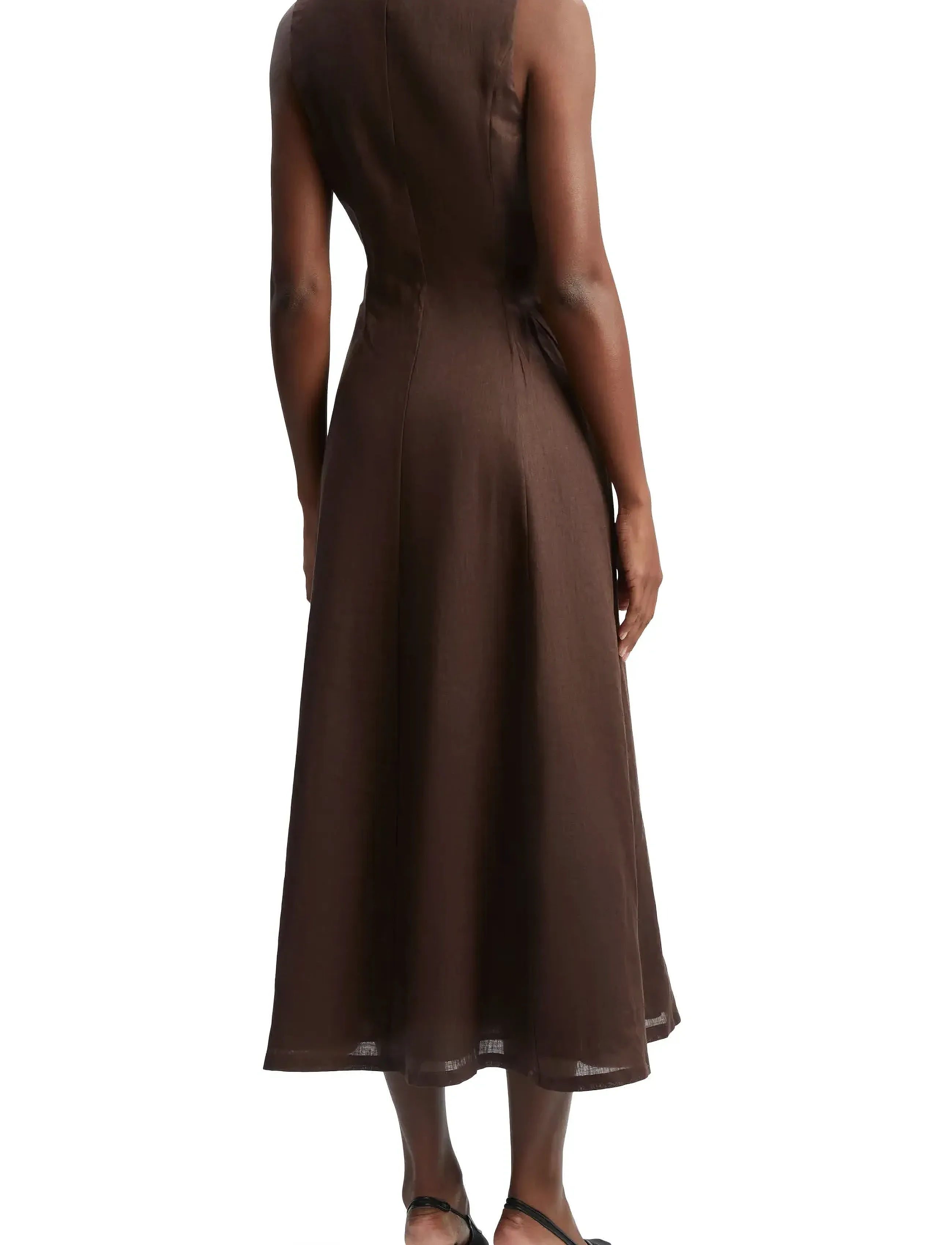 Bardot - CORDELIA LINEN MIDI DRESS - chocolate - 4