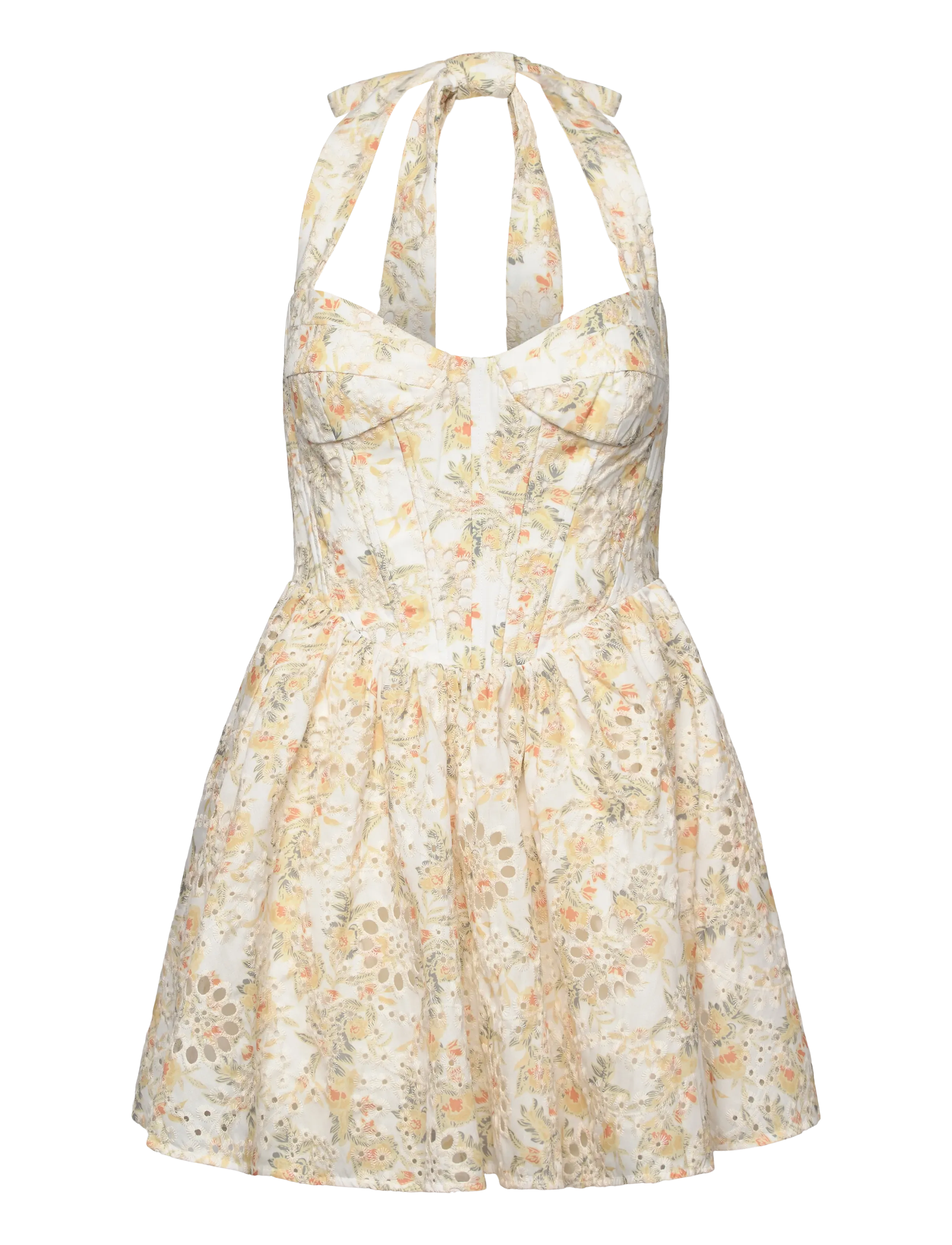 Bardot - POLLIE HALTER MINI DRESS - yellow floral - 1