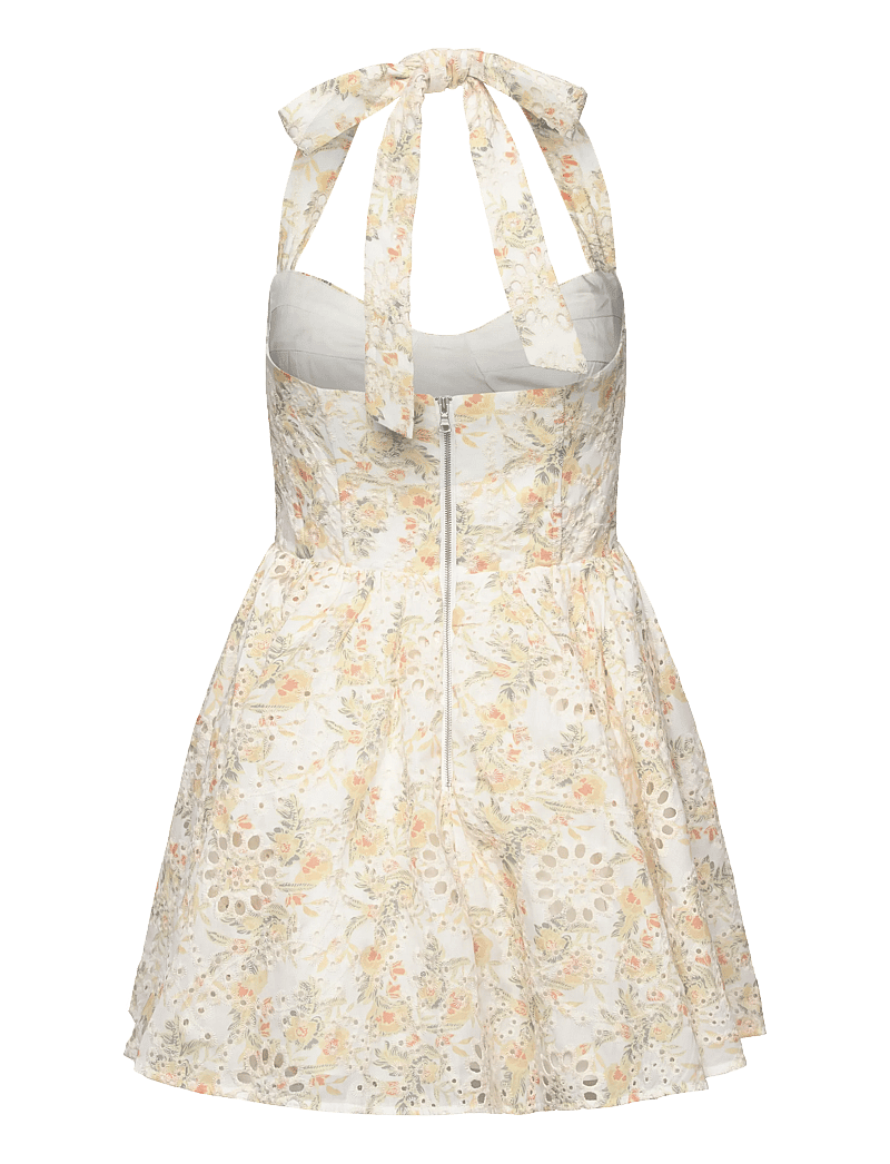 Bardot - POLLIE HALTER MINI DRESS - festklänningar - yellow floral - 2