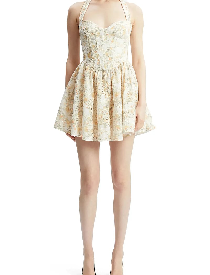 Bardot - POLLIE HALTER MINI DRESS - festklänningar - yellow floral - 0