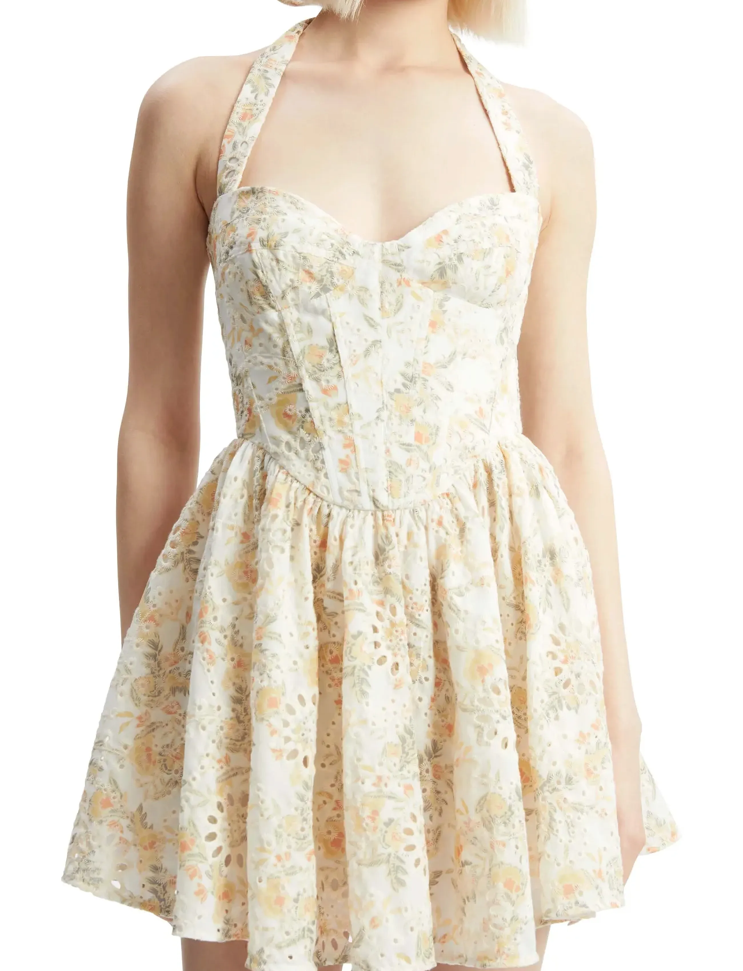 Bardot - POLLIE HALTER MINI DRESS - yellow floral - 5