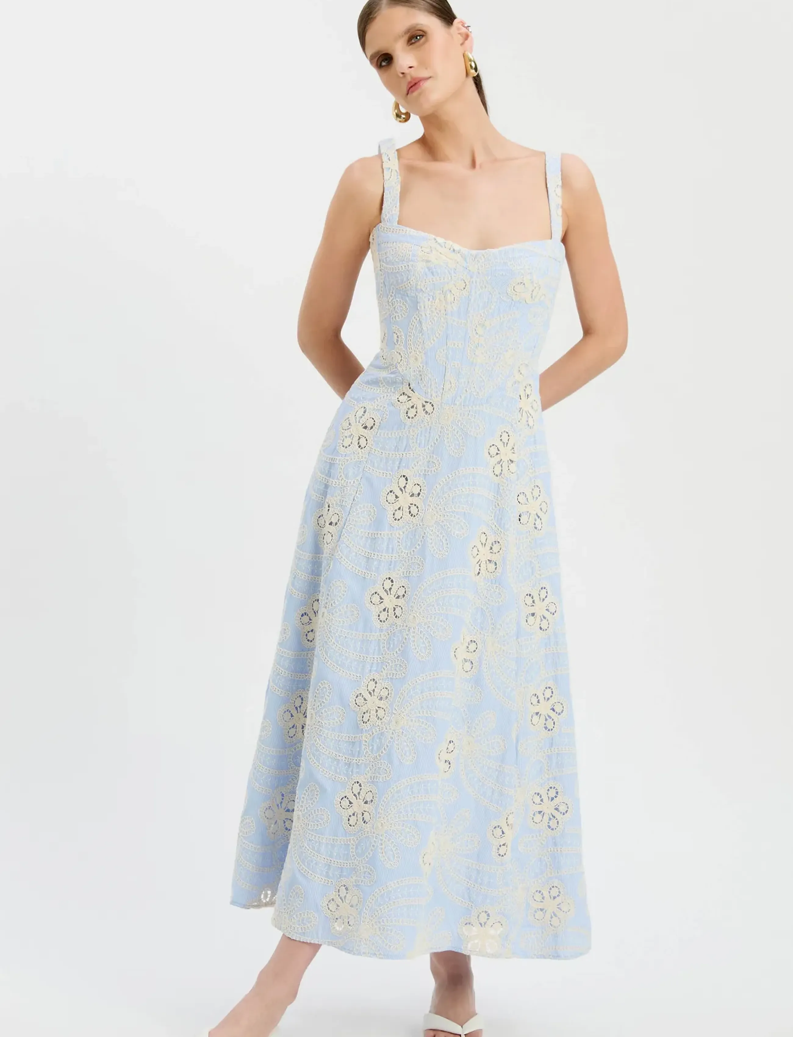 Bardot - LILAH CORSET MIDI DRESS - midikleidid - baby bl fl - 5