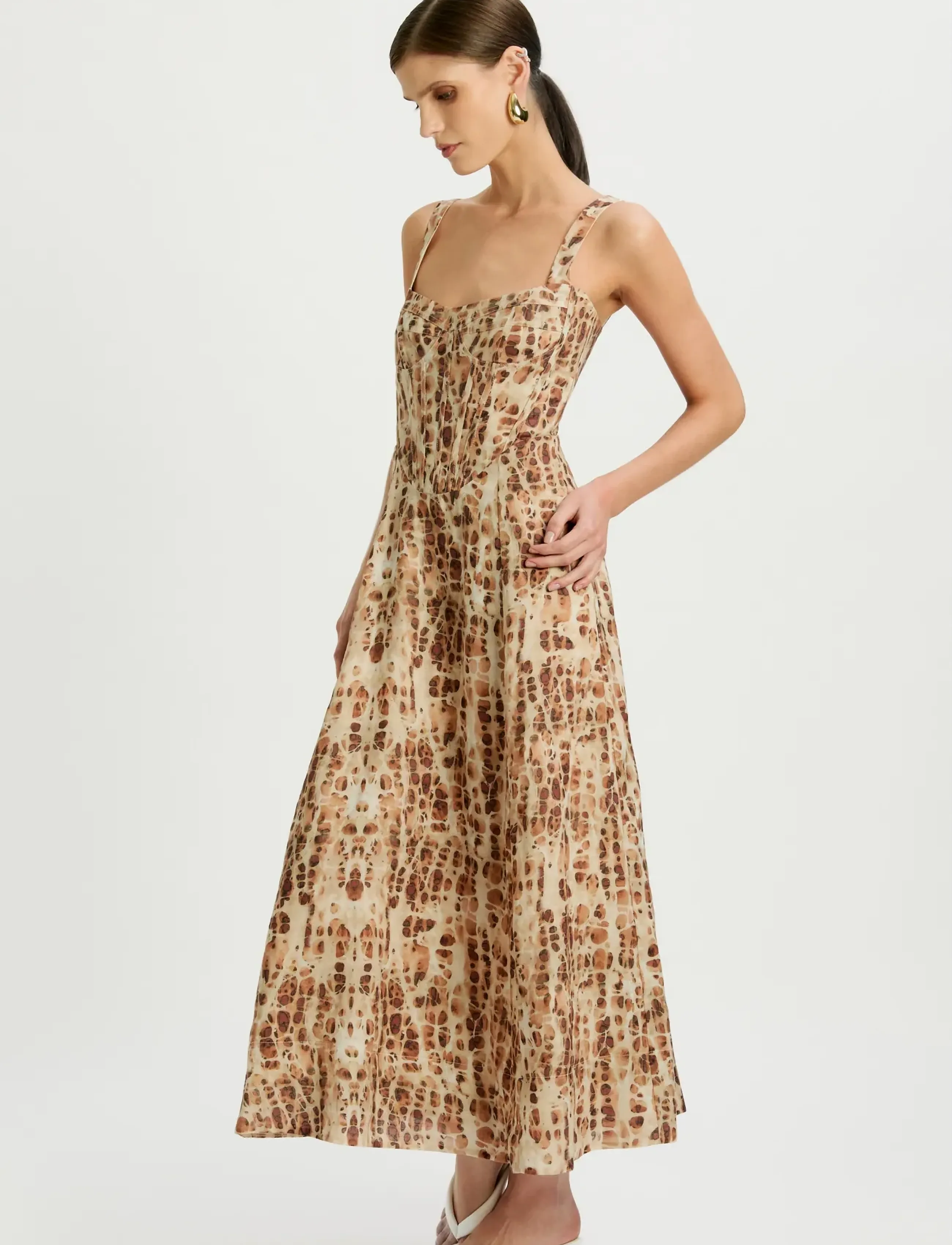 Bardot Lilah Corset Midi Dress, 38, Dresses, Beige - Knee-length & Midi, Frauen
