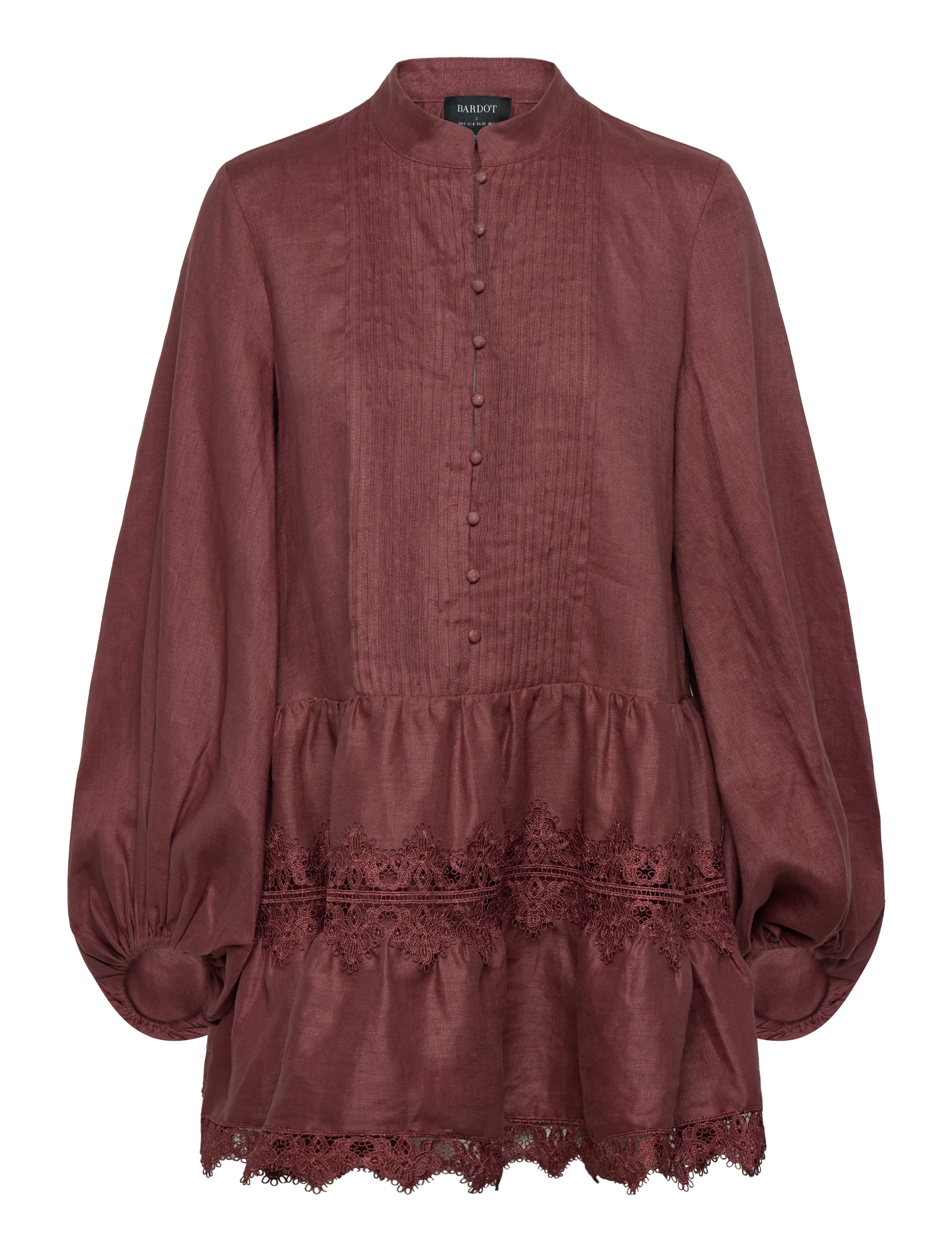 BARDOT Antonia Strickjacke Trim Mini Kleid Burgundy - M - Damen