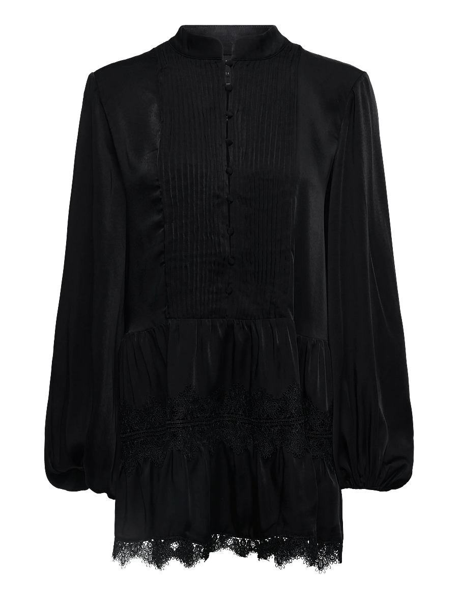 Bardot - ANTONIA LACE TRIM MINI DRESS - korta klänningar - black - 0