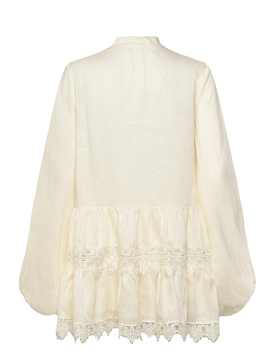antonia lace trim mini dress in orchid white bardot New In Antonia Lace Trim Mini Dress