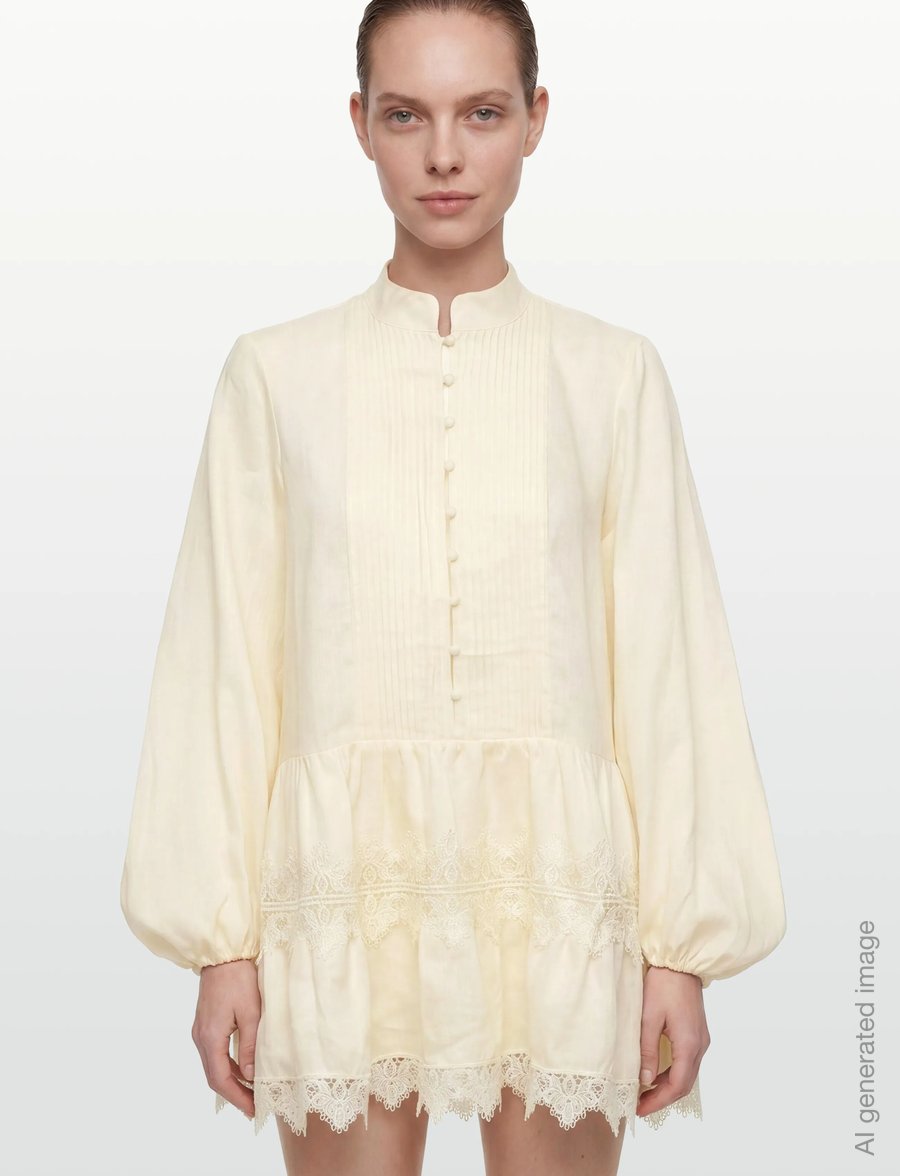 Bardot - ANTONIA LACE TRIM MINI DRESS - minikleidid - eggnog - 3