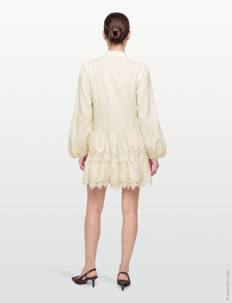 bardot antonia lace trim mini dress Bardot Antonia Lace Trim Mini Dress Eggnog