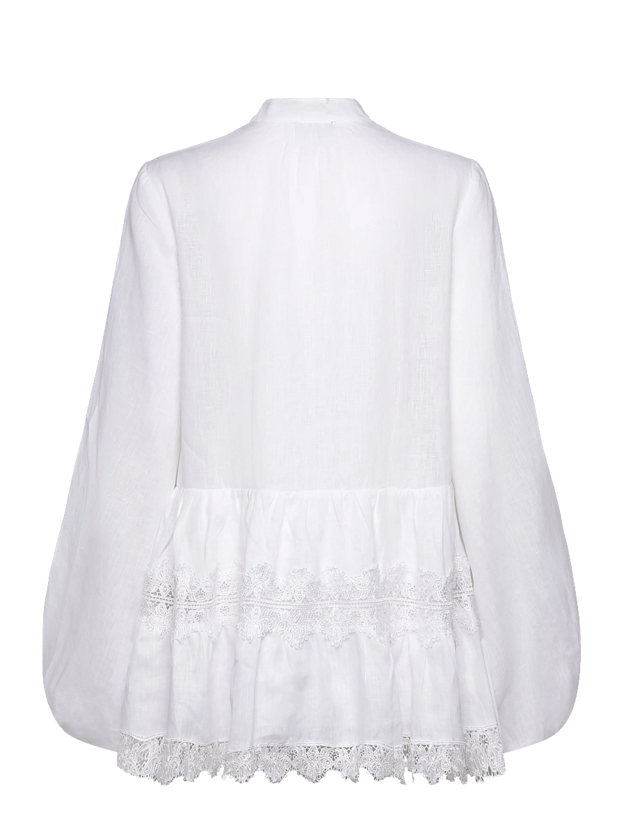 antonia lace trim mini dress in orchid white bardot New In Antonia Lace Trim Mini Dress