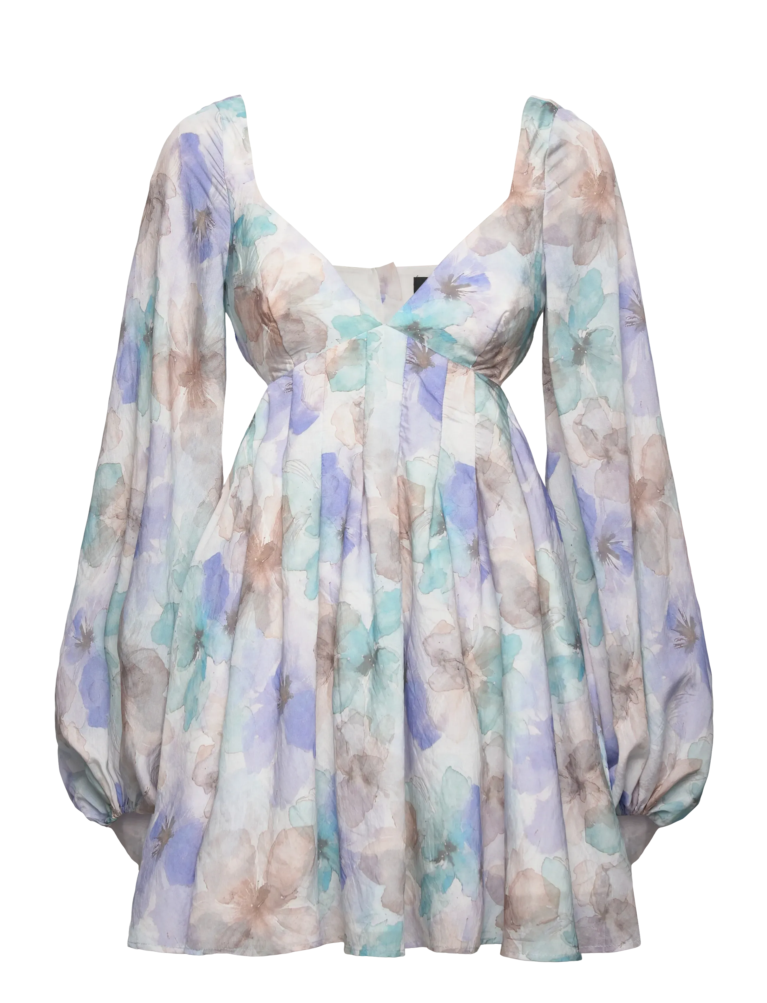 Bardot JOVIE BABYDOLL MINI DRESS - Bardot - BLUE FLORAL / beige