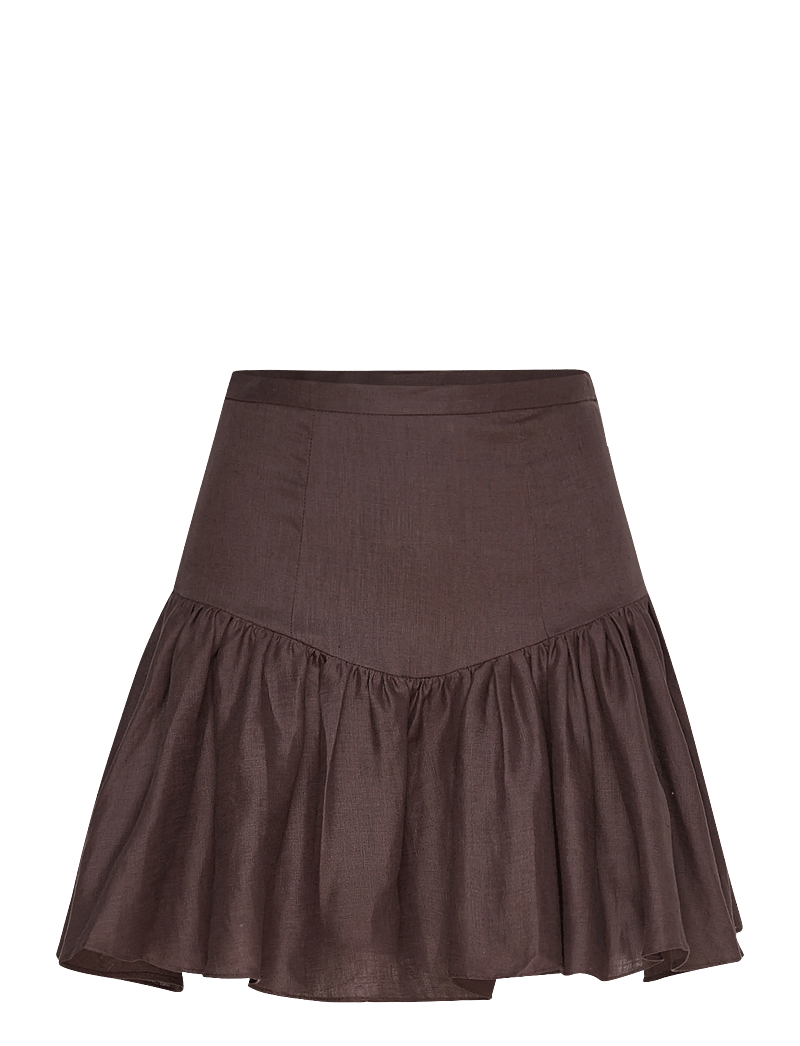 Bardot - AMORETTE LINEN MINI SKIRT - korta kjolar - chocolate - 1