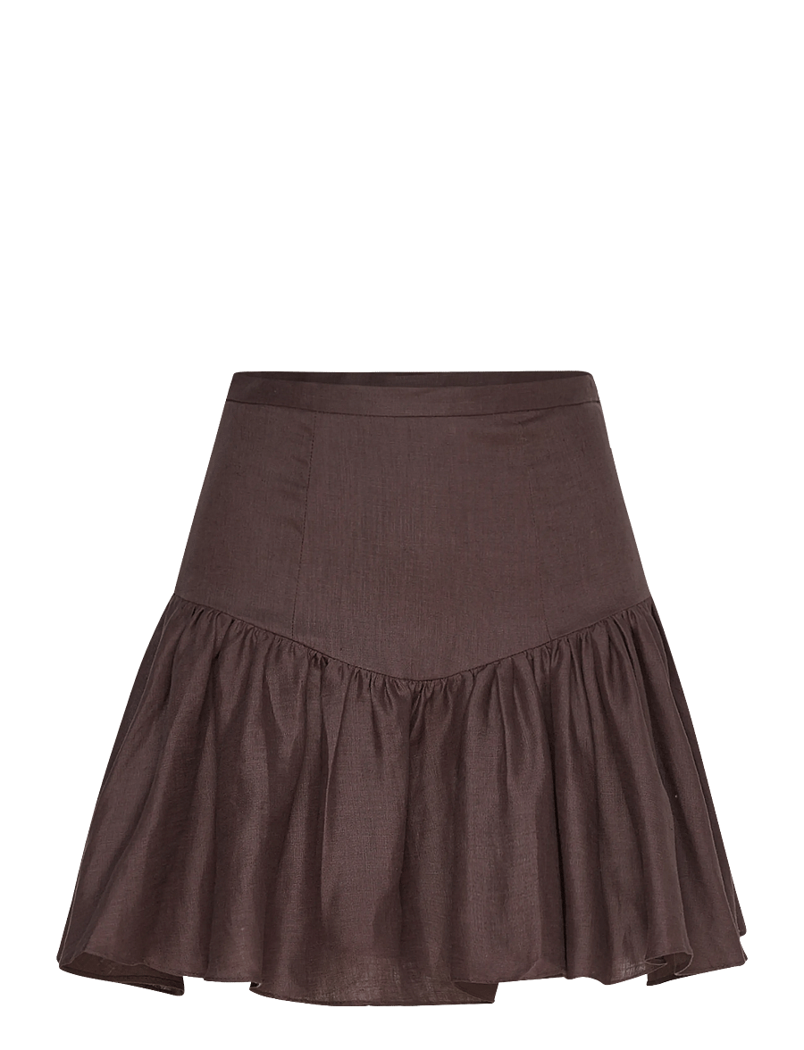 Bardot - AMORETTE LINEN MINI SKIRT - chocolate - 1