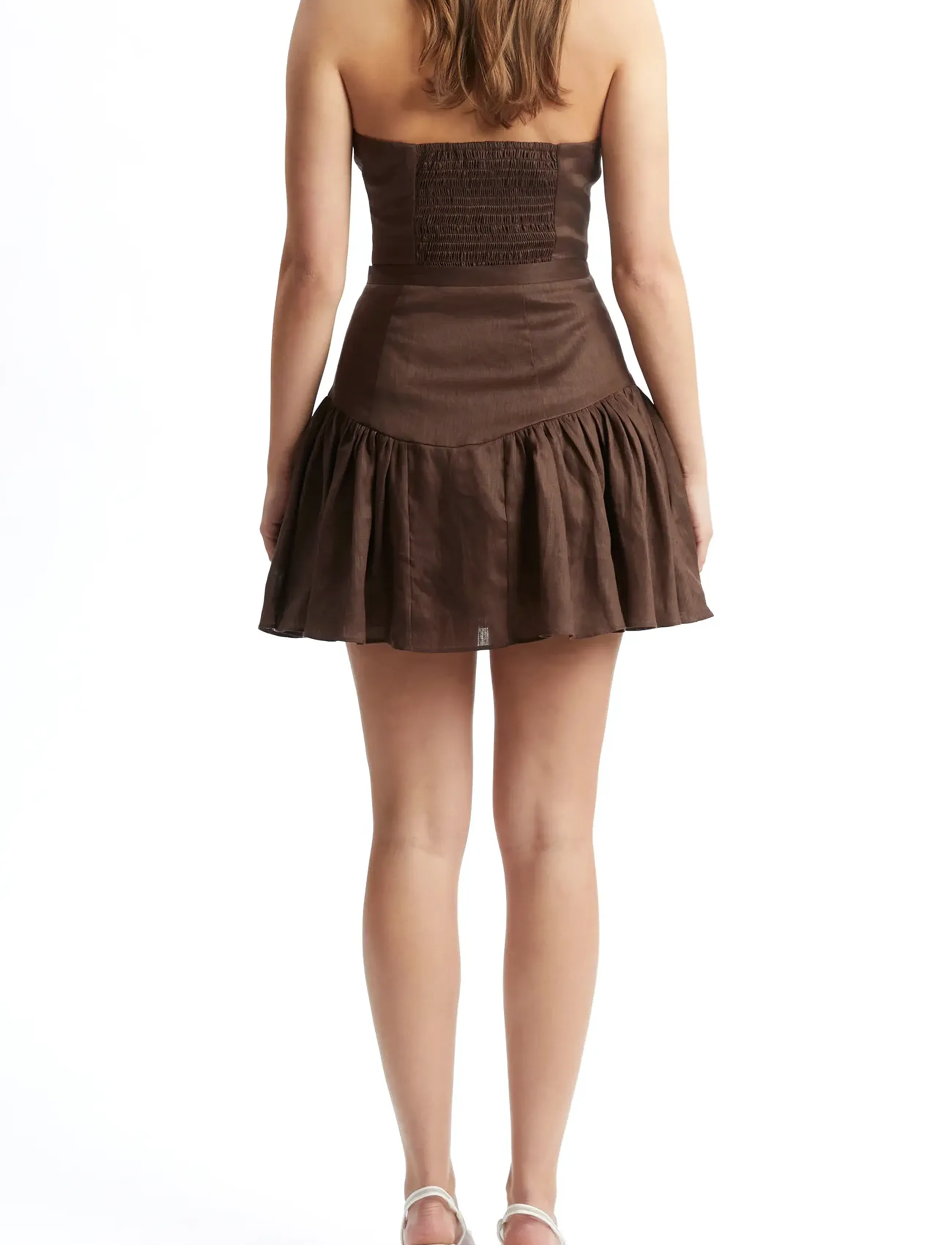 Bardot - AMORETTE LINEN MINI SKIRT - chocolate - 4