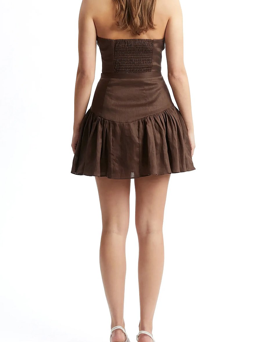 Bardot - AMORETTE LINEN MINI SKIRT - chocolate - 4