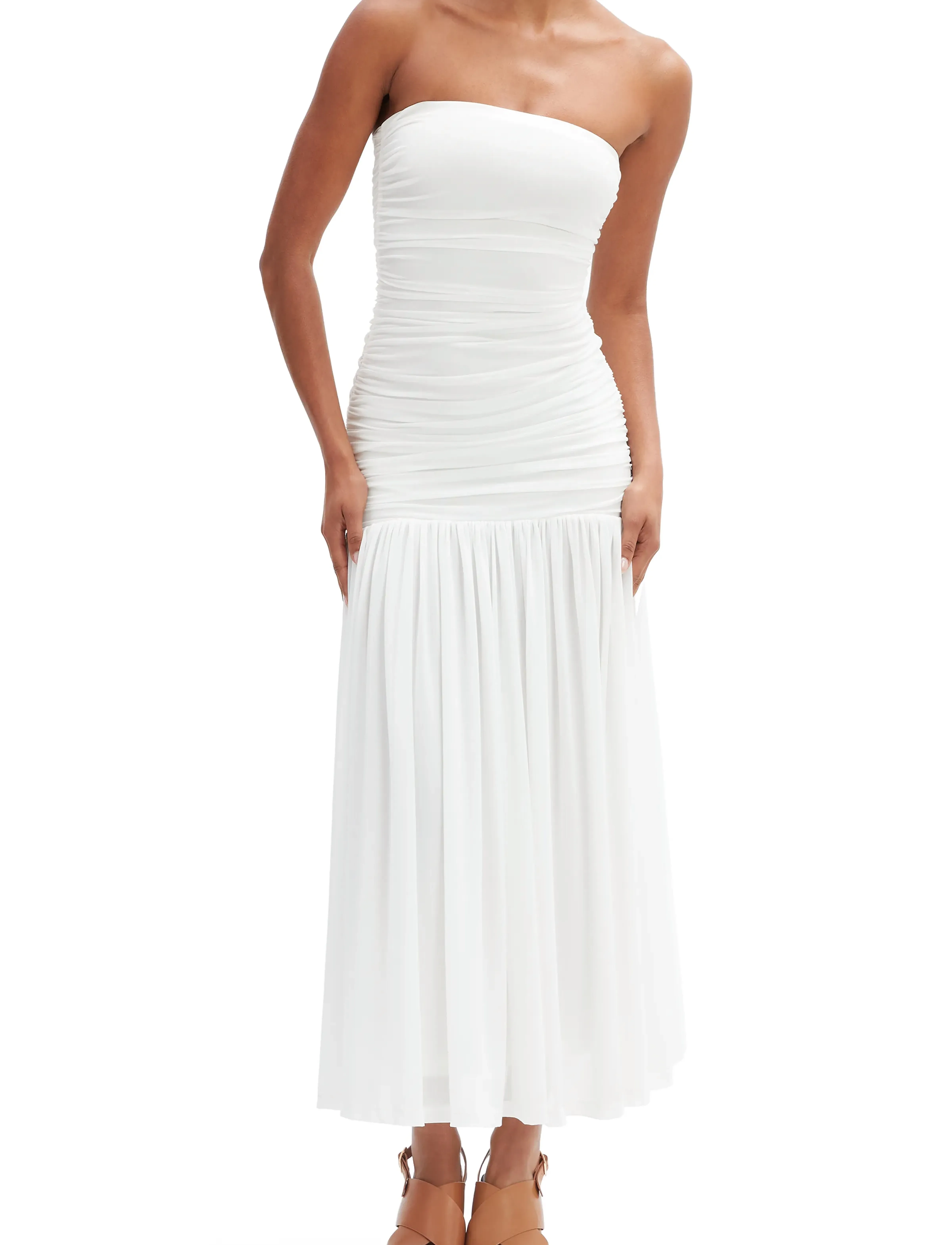 Bardot Solana Mesh Maxi Dress, 40, White, Kjoler > Maxikjole, Dame