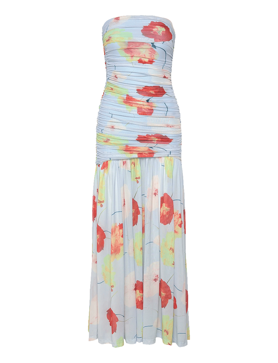 Bardot - SOLANA PRINTED MESH MAXI DRESS - maxiklänningar - baby bl fl - 1
