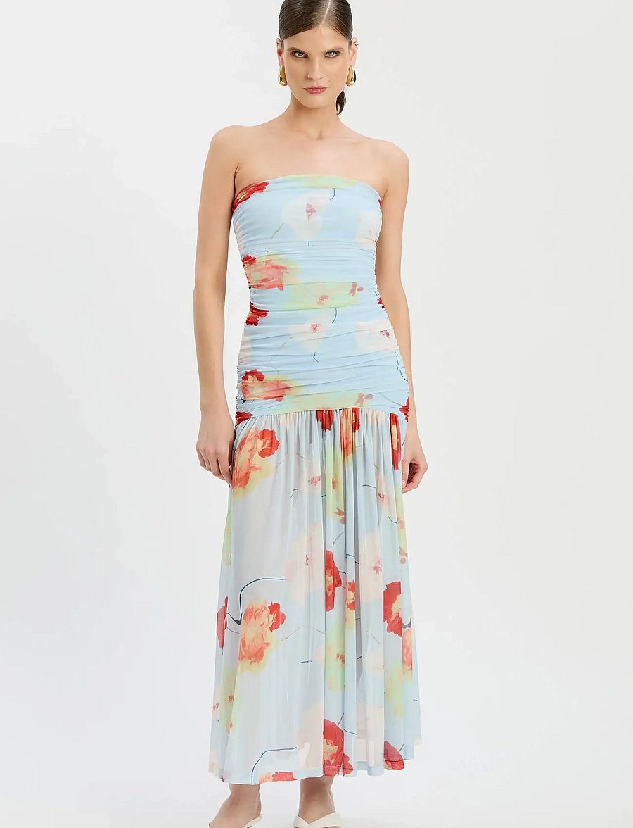 Bardot - SOLANA PRINTED MESH MAXI DRESS - maxiklänningar - baby bl fl - 3