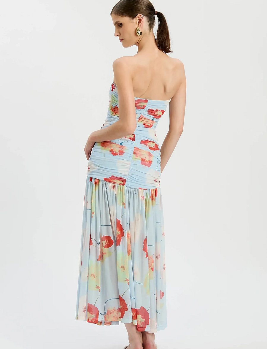 Bardot - SOLANA PRINTED MESH MAXI DRESS - maxiklänningar - baby bl fl - 4