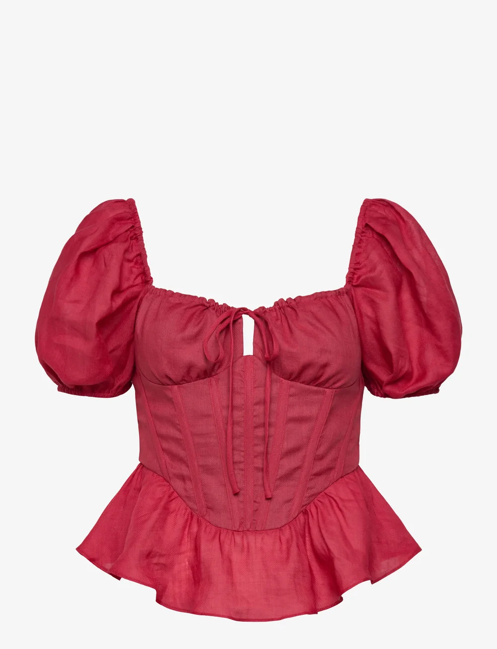 Bardot - ESRA PUFF SLEEVE CORSET TOP - kortærmede bluser - fire red - 1