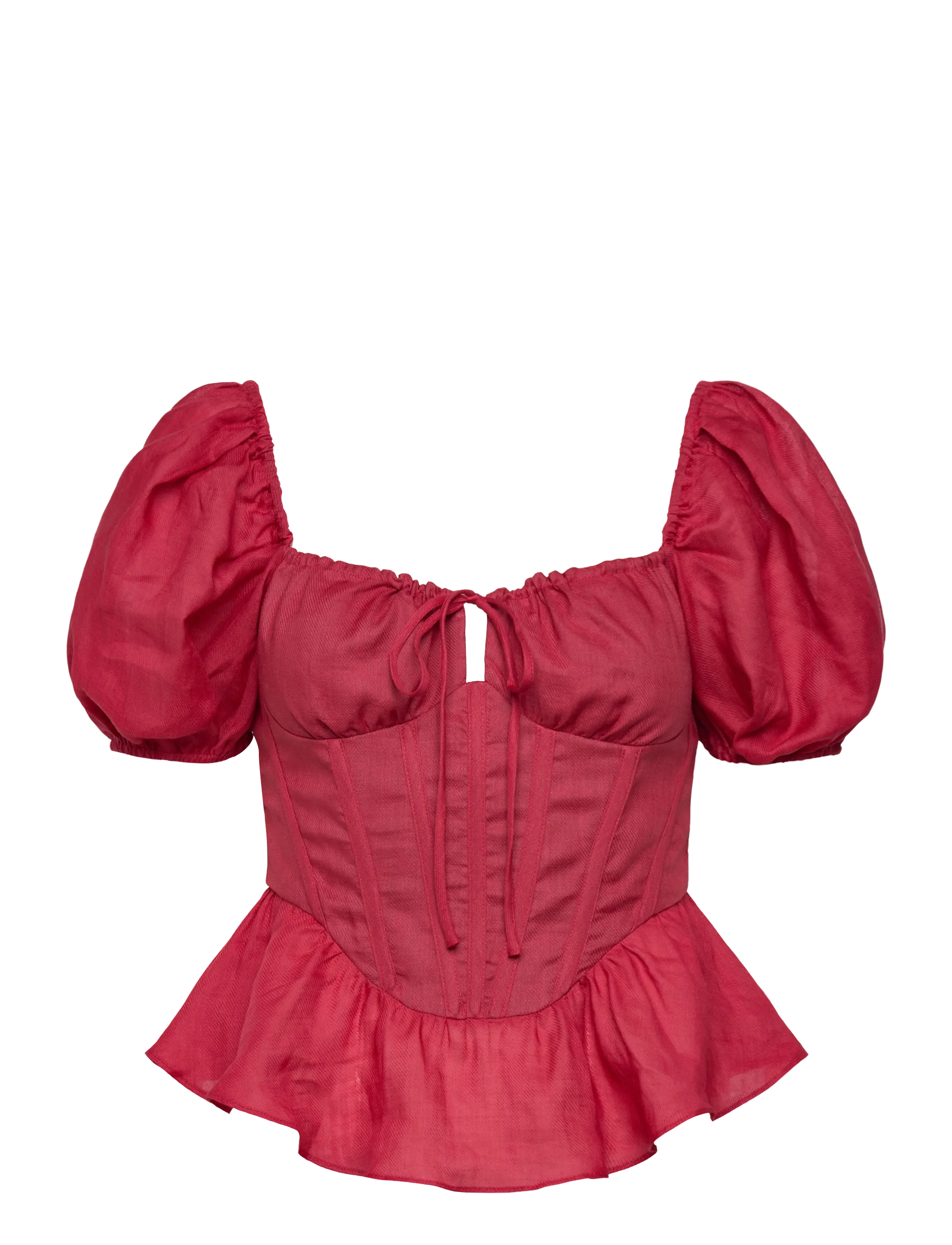 Bardot - ESRA PUFF SLEEVE CORSET TOP - fire red - 1