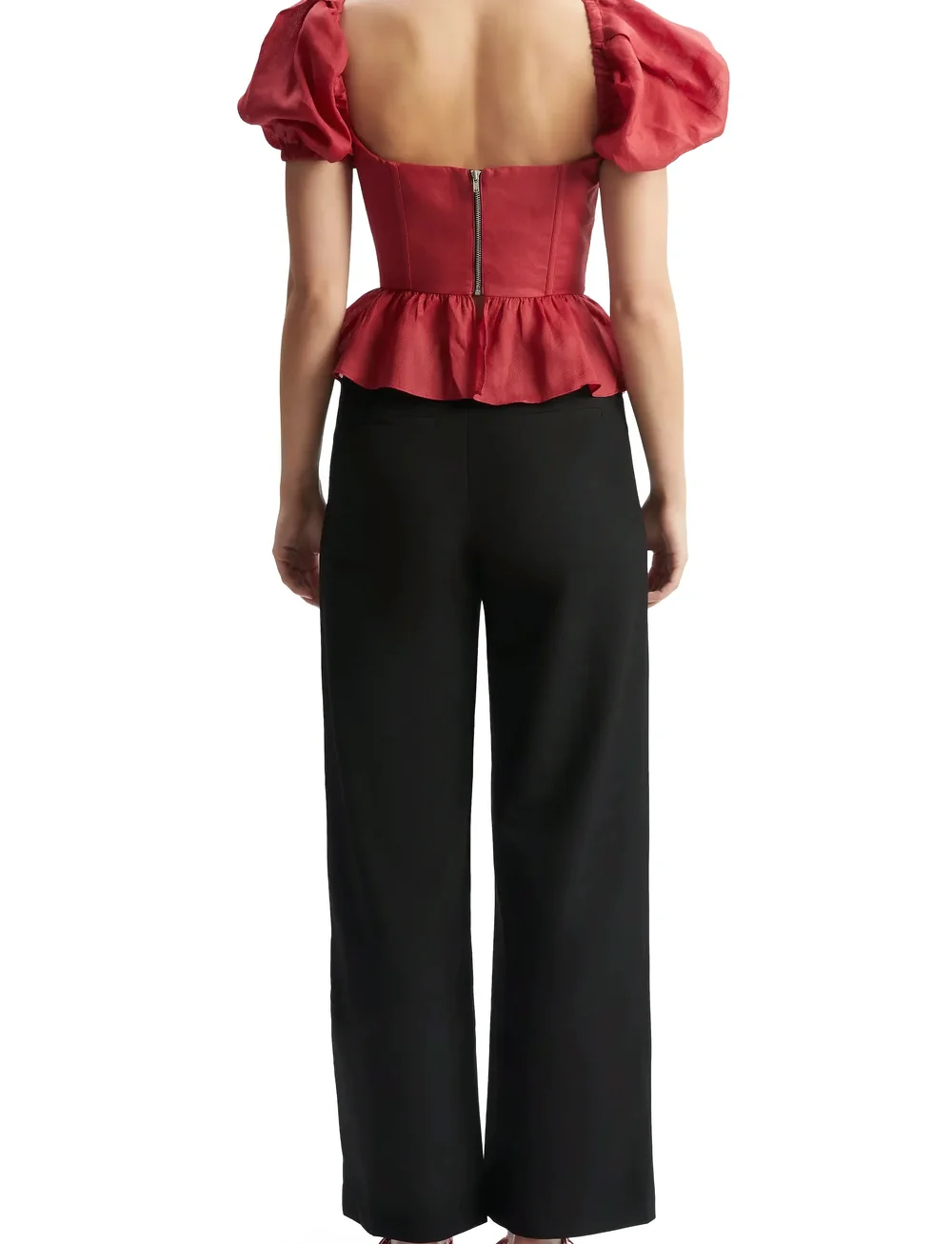 Bardot - ESRA PUFF SLEEVE CORSET TOP - kortærmede bluser - fire red - 4