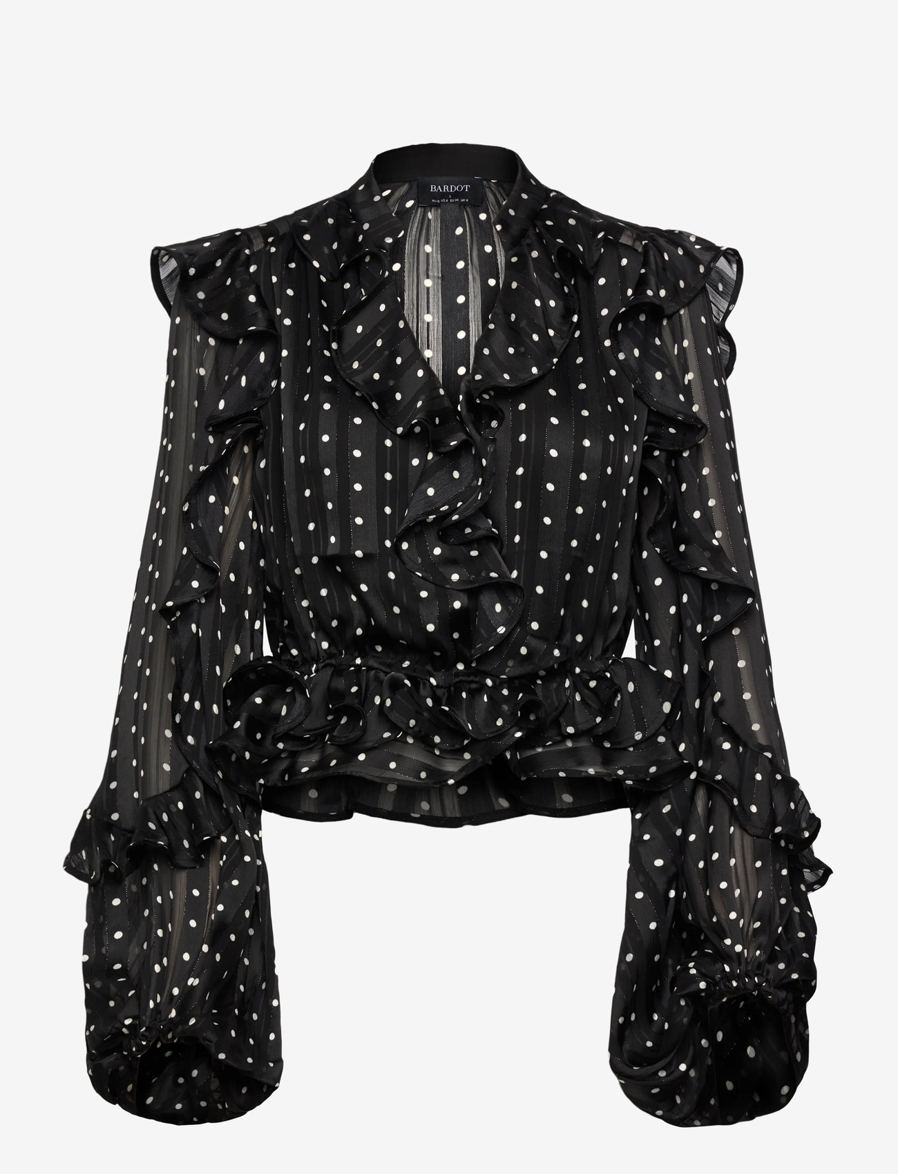 Bardot - FRILL DETAIL SPOT BLOUSE - long sleeved blouses - black spot - 1