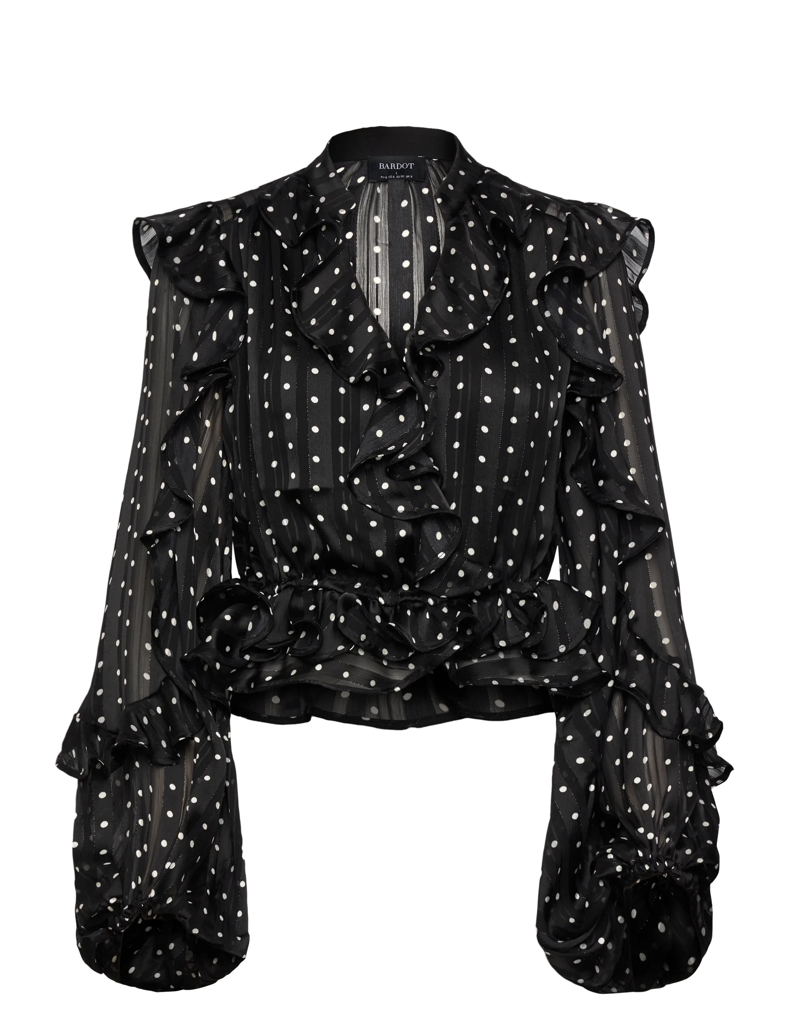 Bardot FRILL DETAIL SPOT BLOUSE - Kleidung - BLACK SPOT / black