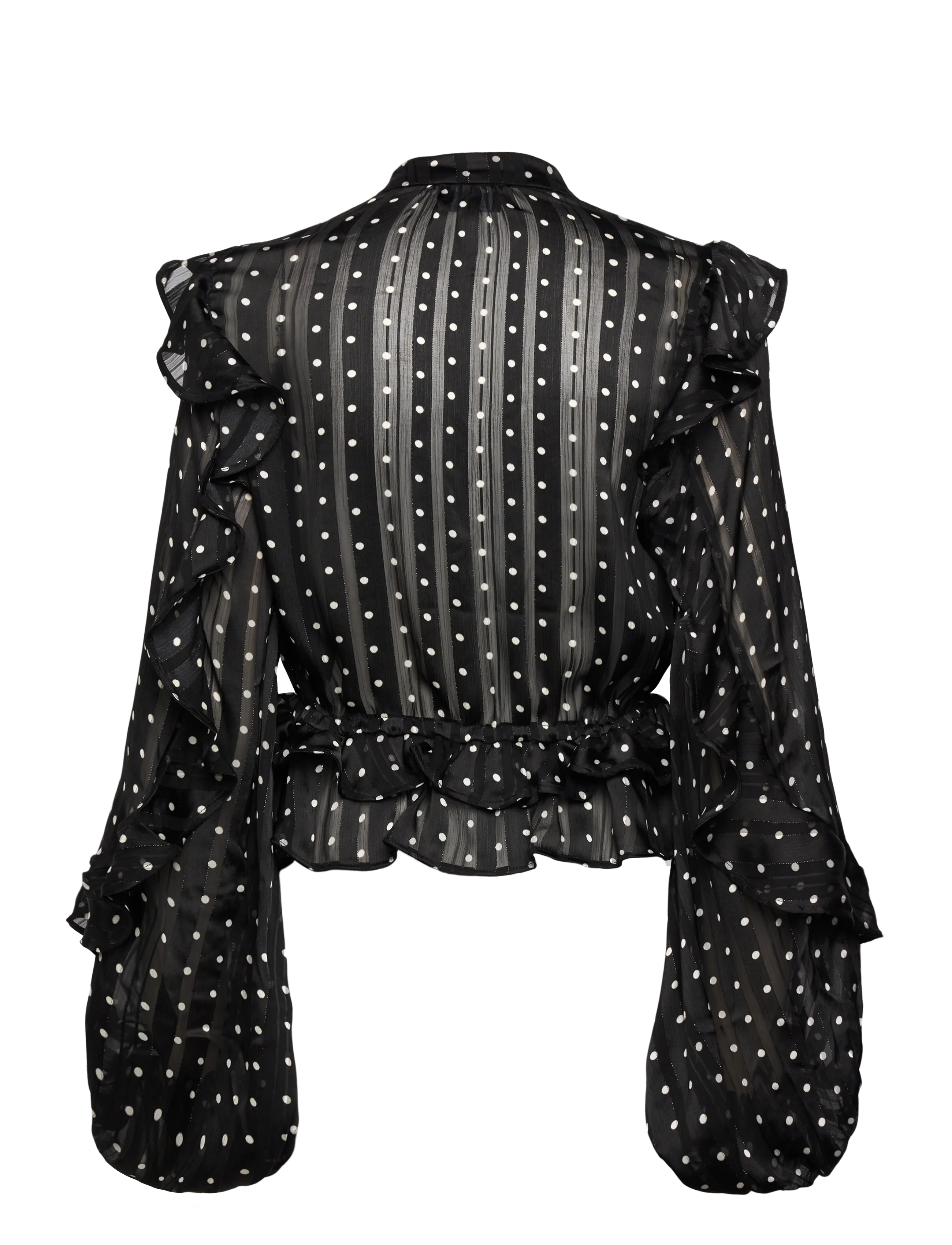 Bardot - FRILL DETAIL SPOT BLOUSE - langerma blússur - black spot - 2