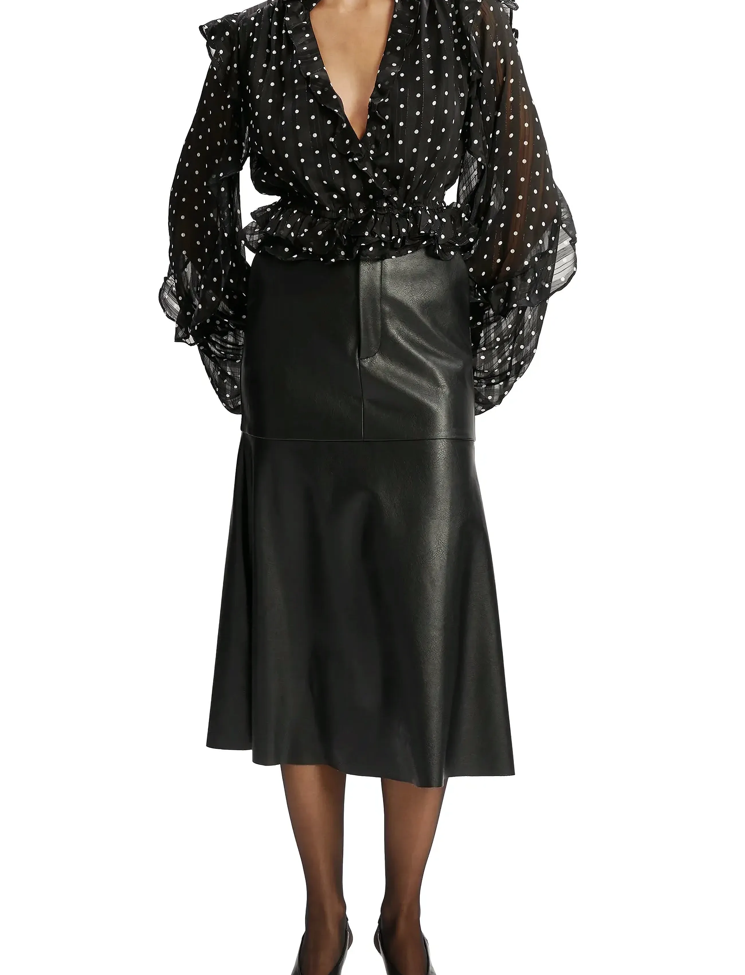 Bardot FRILL DETAIL SPOT BLOUSE - Blusen - BLACK SPOT / black