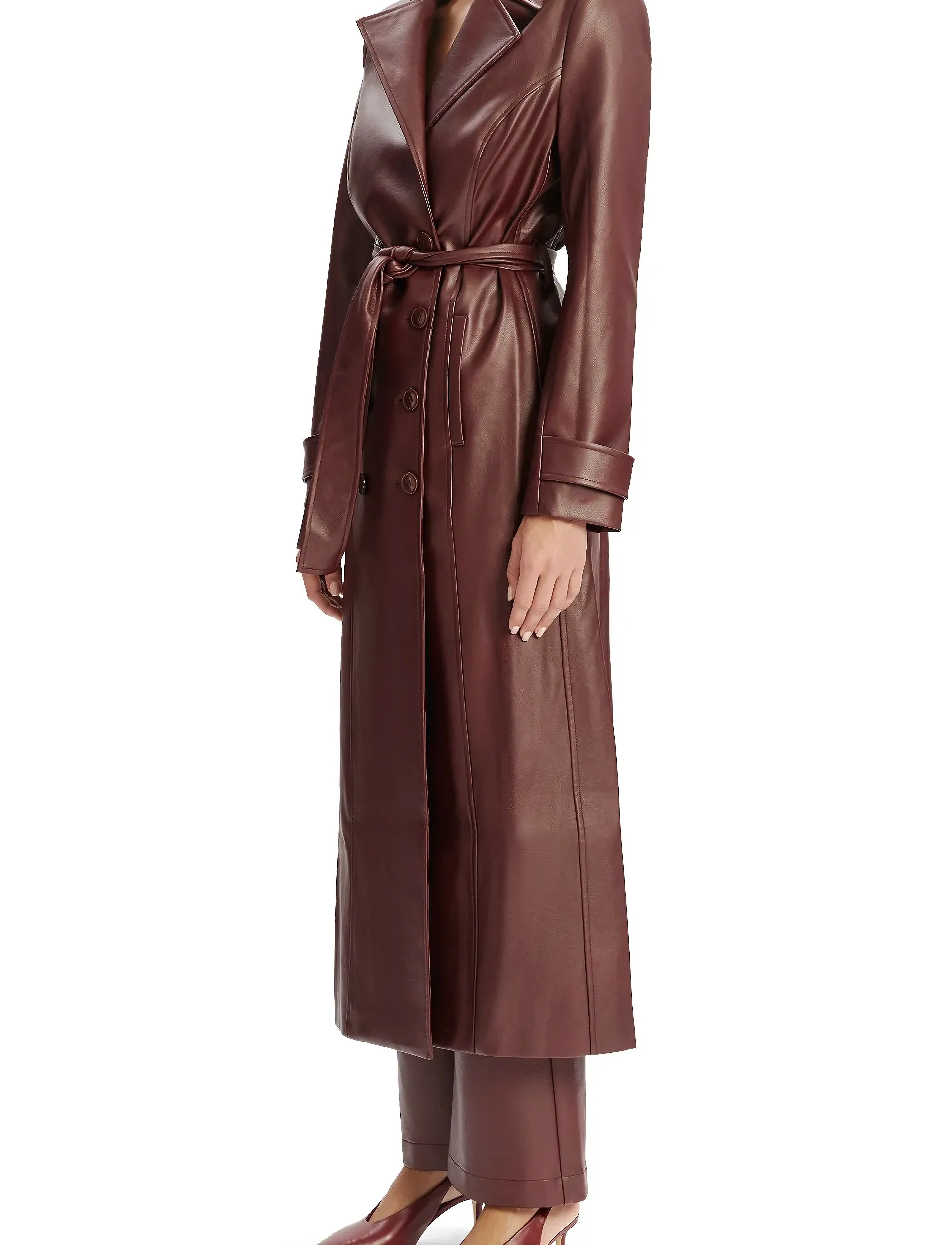 Bardot - VEGAN LEATHER LONGLINE COAT - overtøj - burgundy - 3